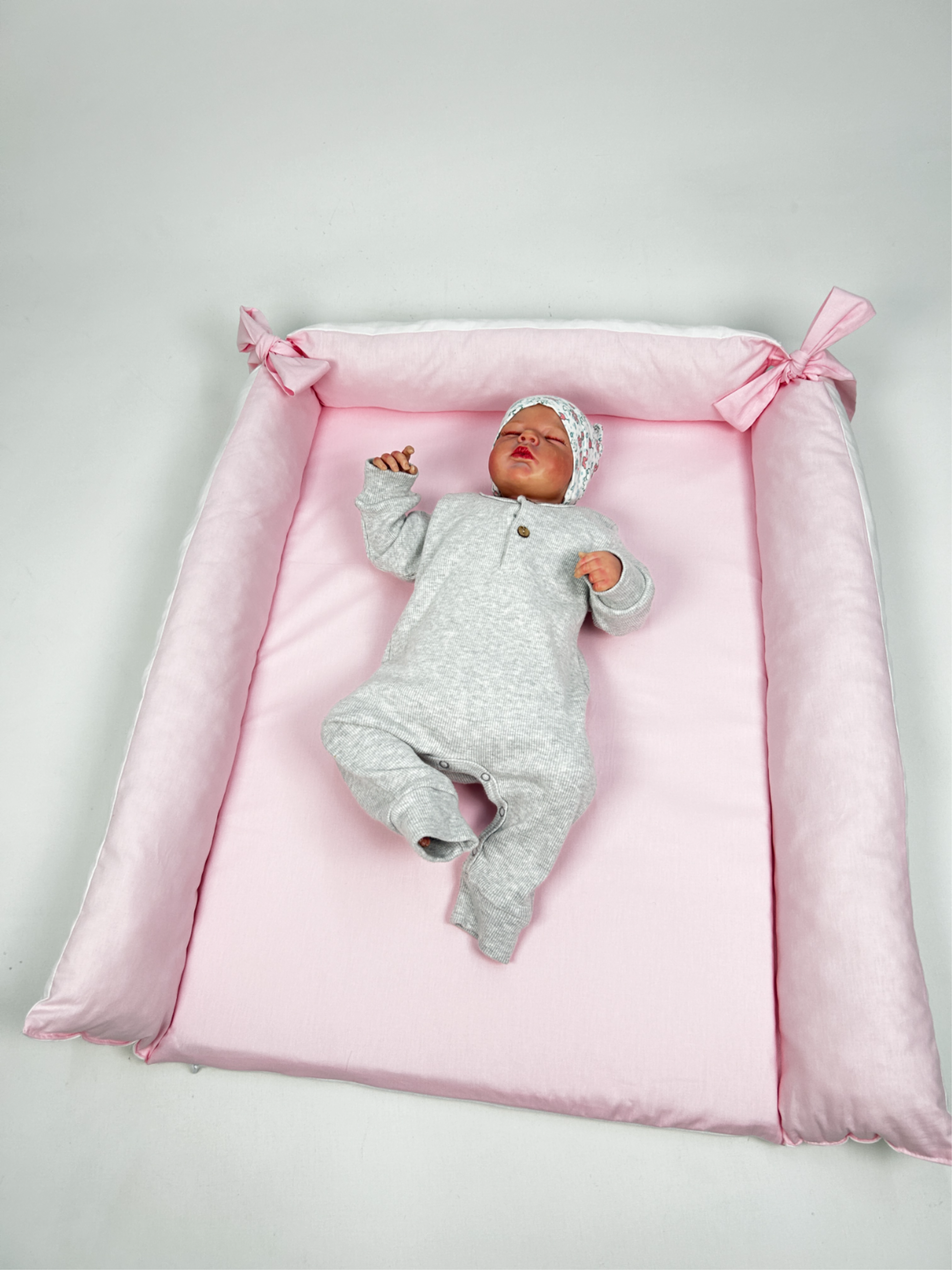 Alt açma matı pembe poplin - beyaz poplin