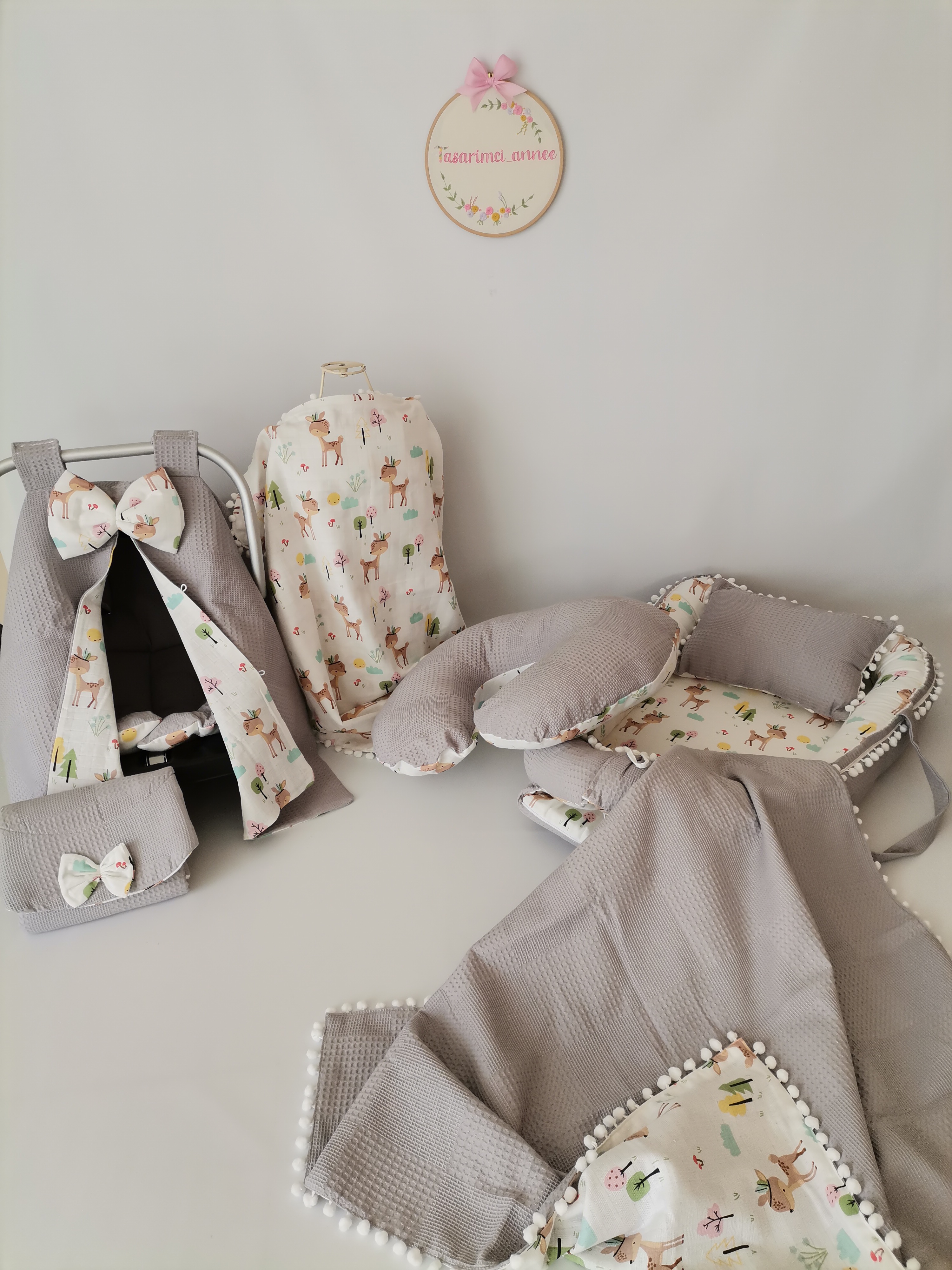 BABYNEST 7'Lİ SET GRİ KLASİK PİKE - KARACALI MÜSLİN