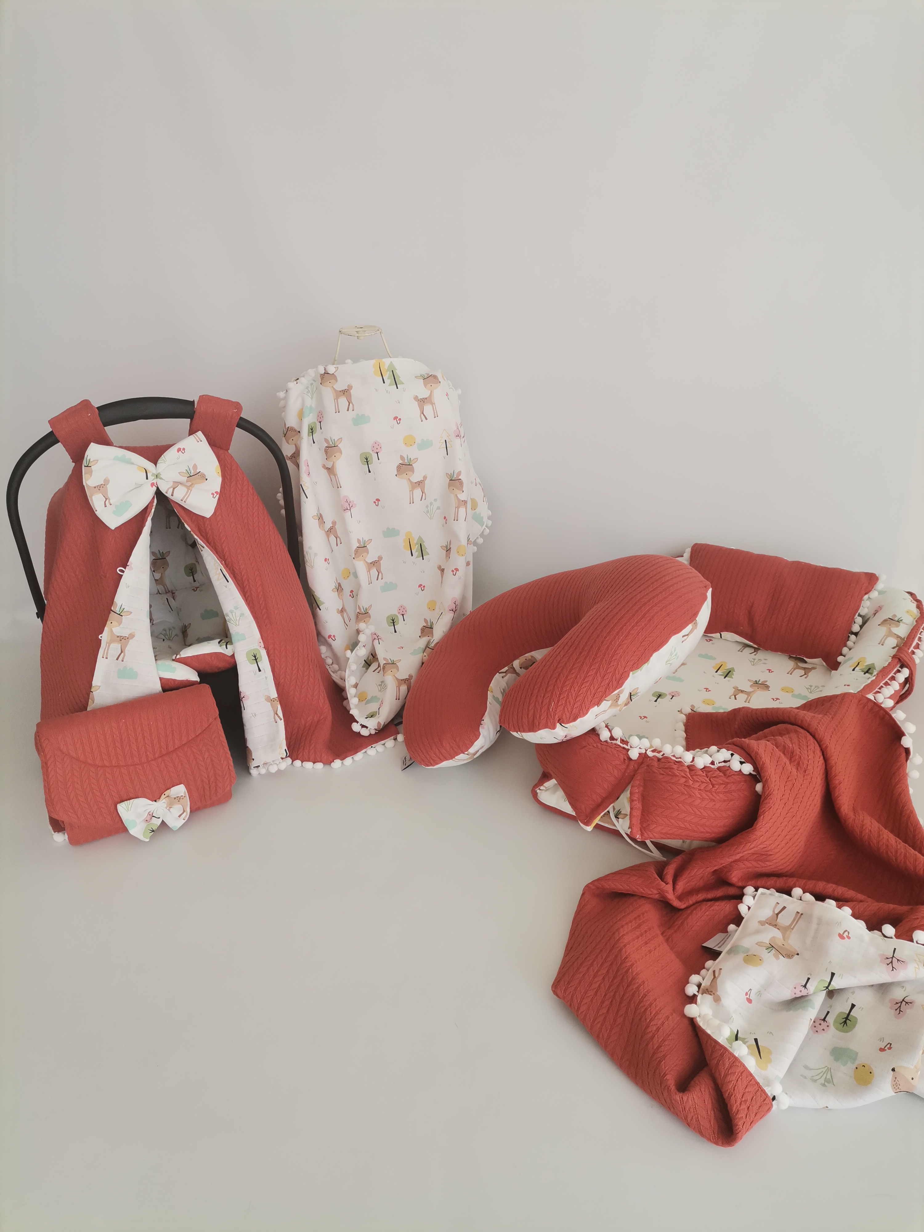 Babynest 8'li set kiremit rengi örgü pike - karacalı müslin