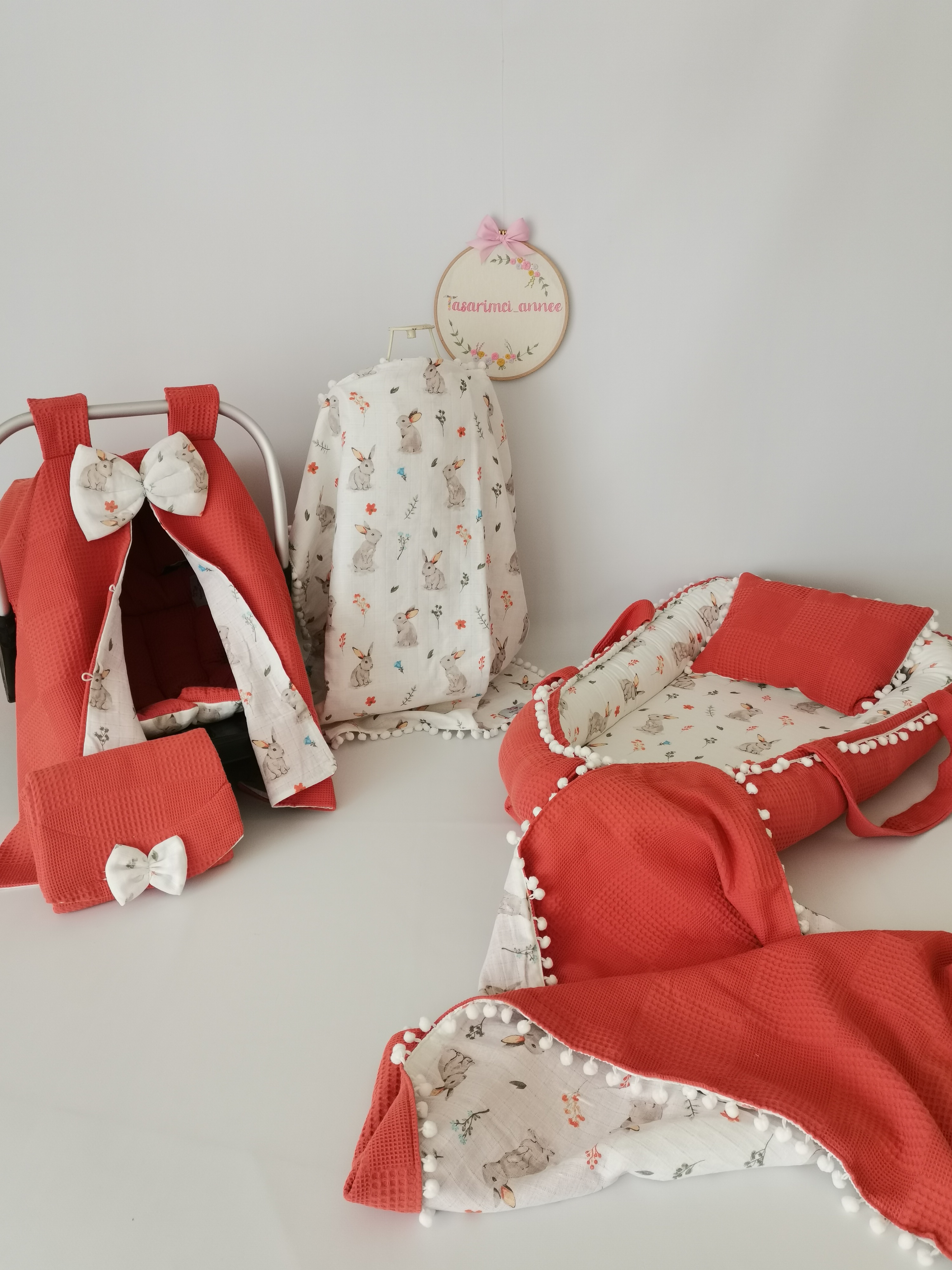 BABYNEST 7'Lİ SET KİREMİT RENGİ PİKE - TAVŞANLI MÜSLİN