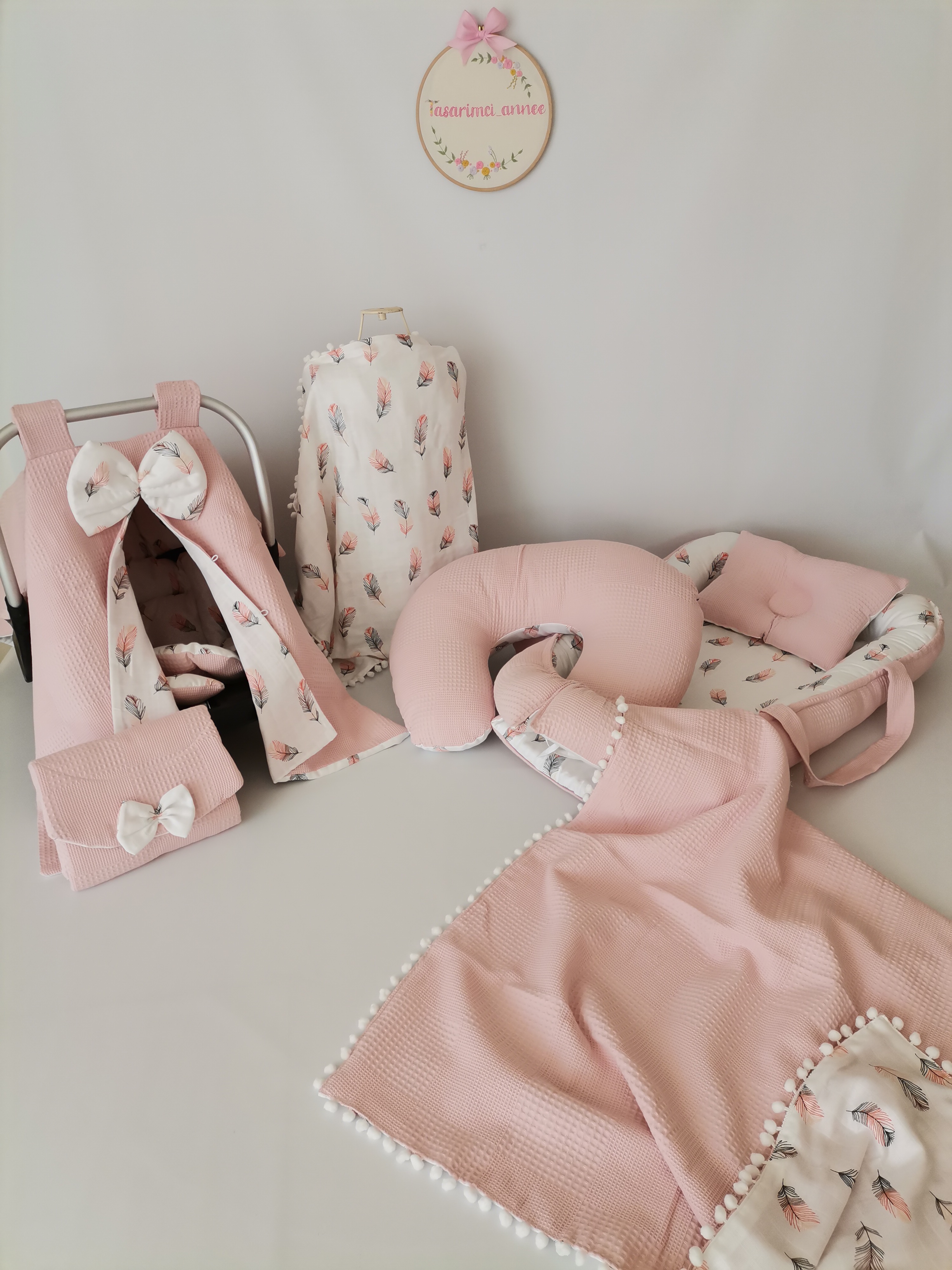 BABYNEST 7'Lİ SET PUDRA PEMBE KLASİK PİKE - PEMBE TÜYLÜ MÜSLİN