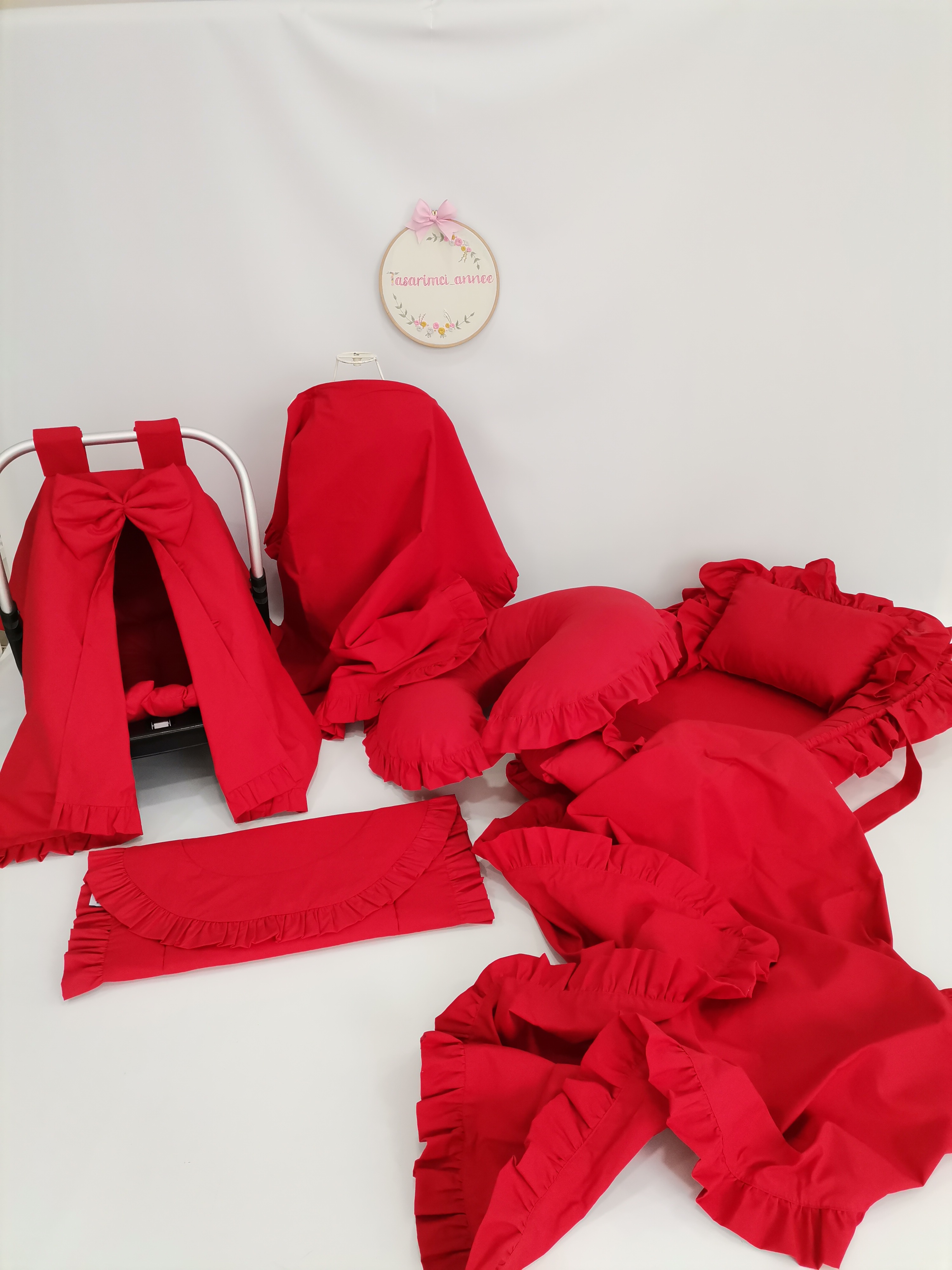 Babynest 8'li set kırmızı poplin