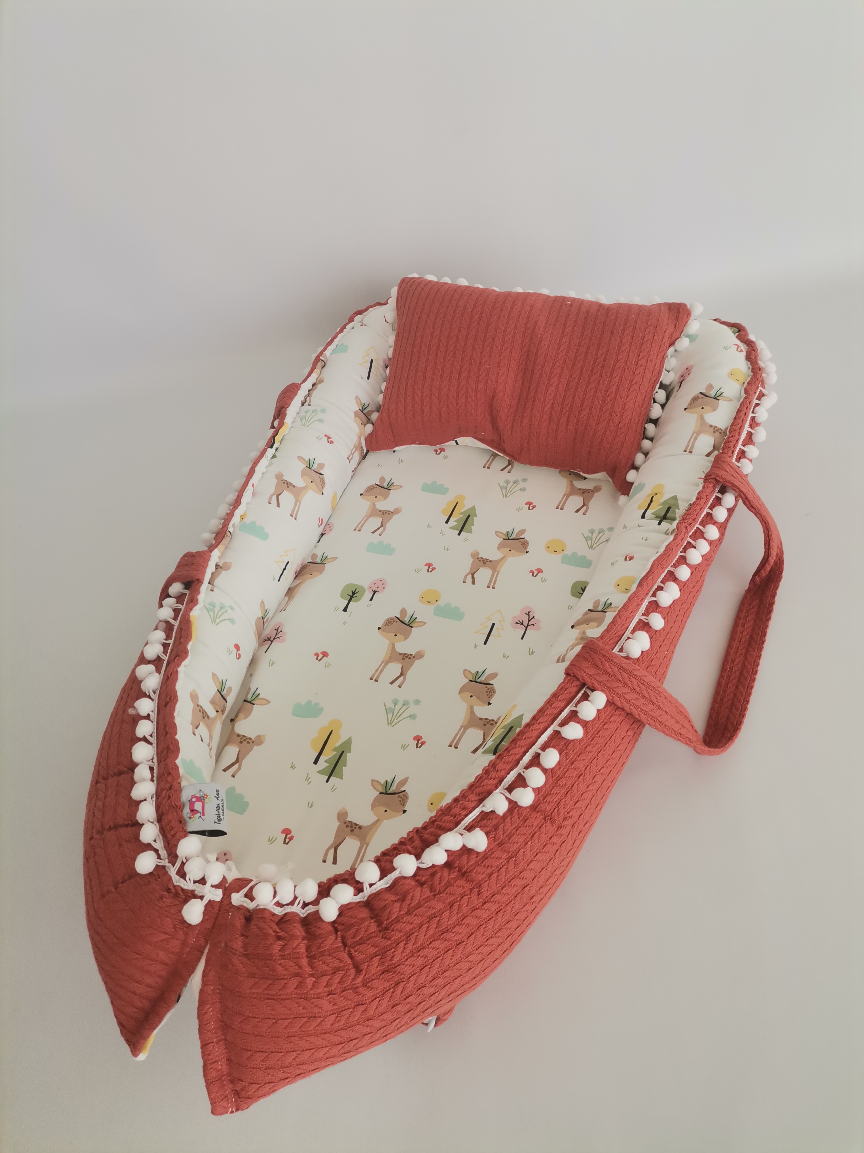 Babynest kiremit rengi örgü pike - karacalı müslin
