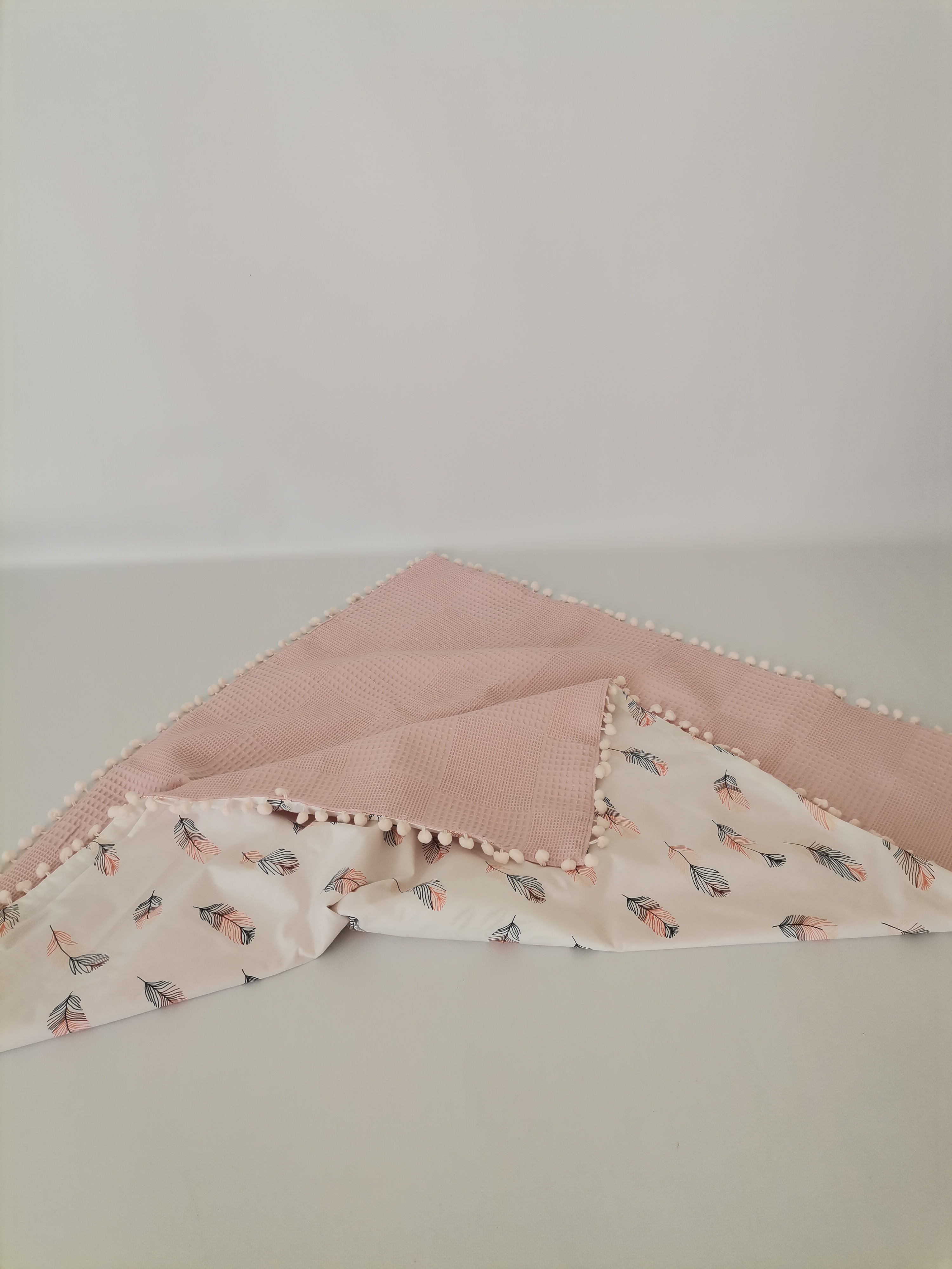 Battaniye pudra pembe waffle pike - pembe tüylü poplin