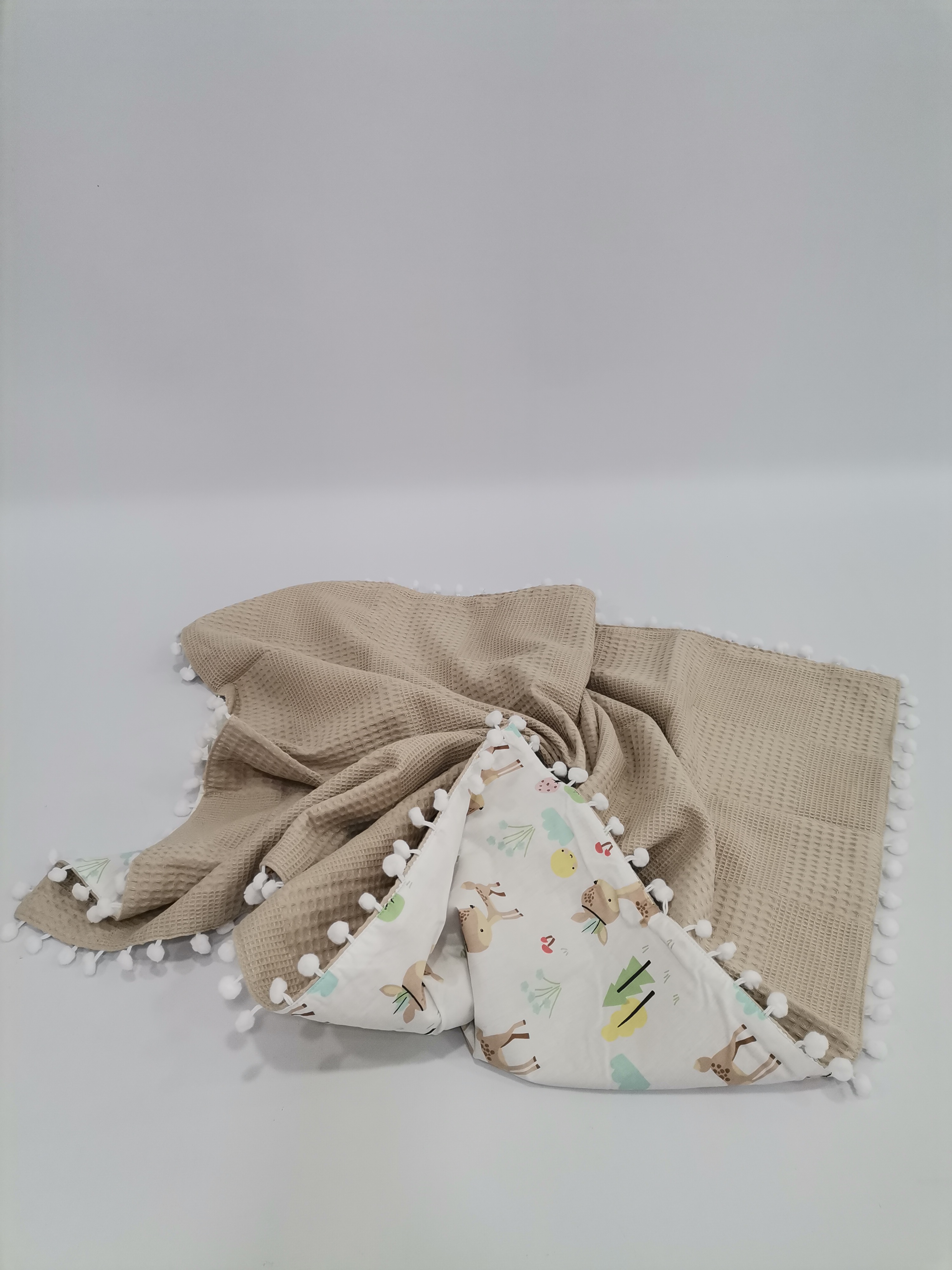 Battaniye bej waffle pike - karacalı poplin