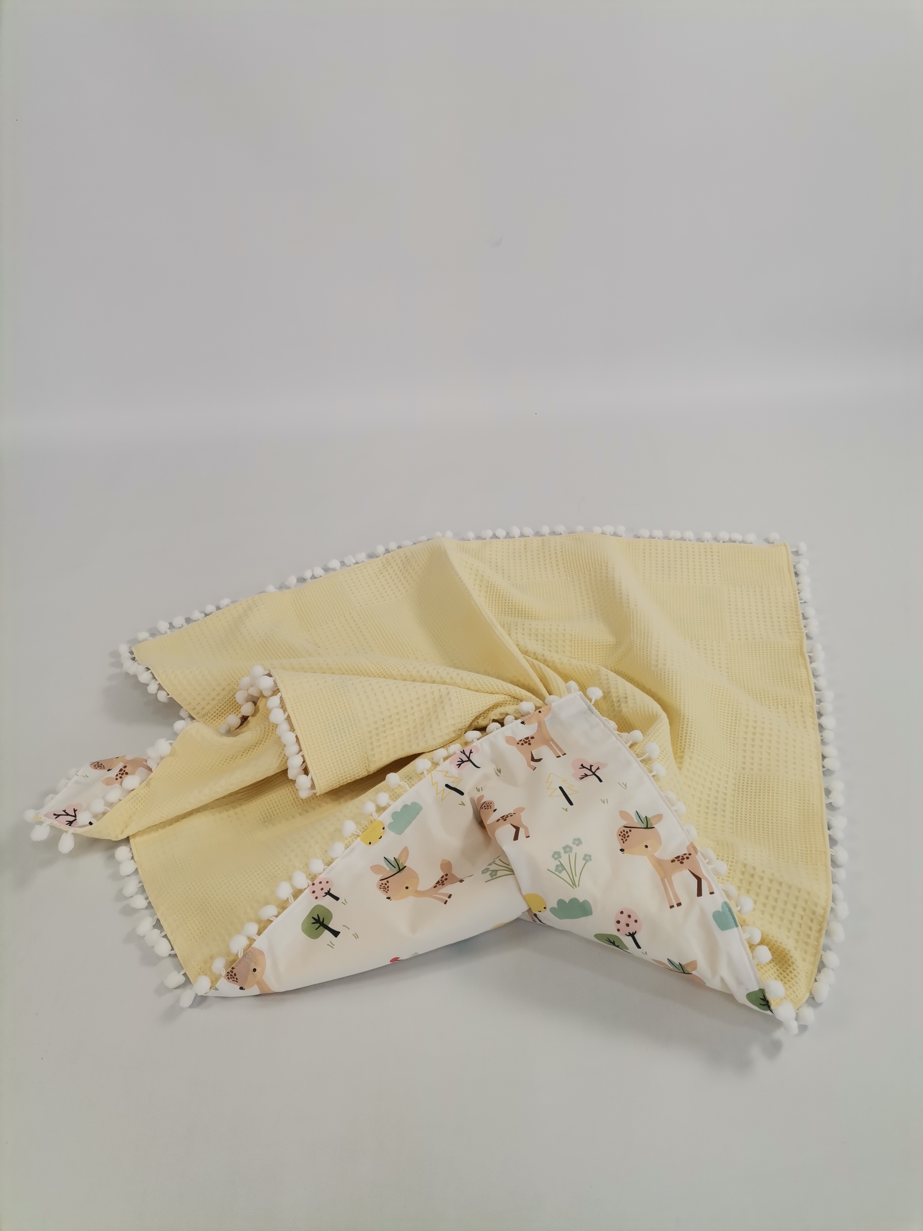 Battaniye sarı waffle pike - karacalı poplin