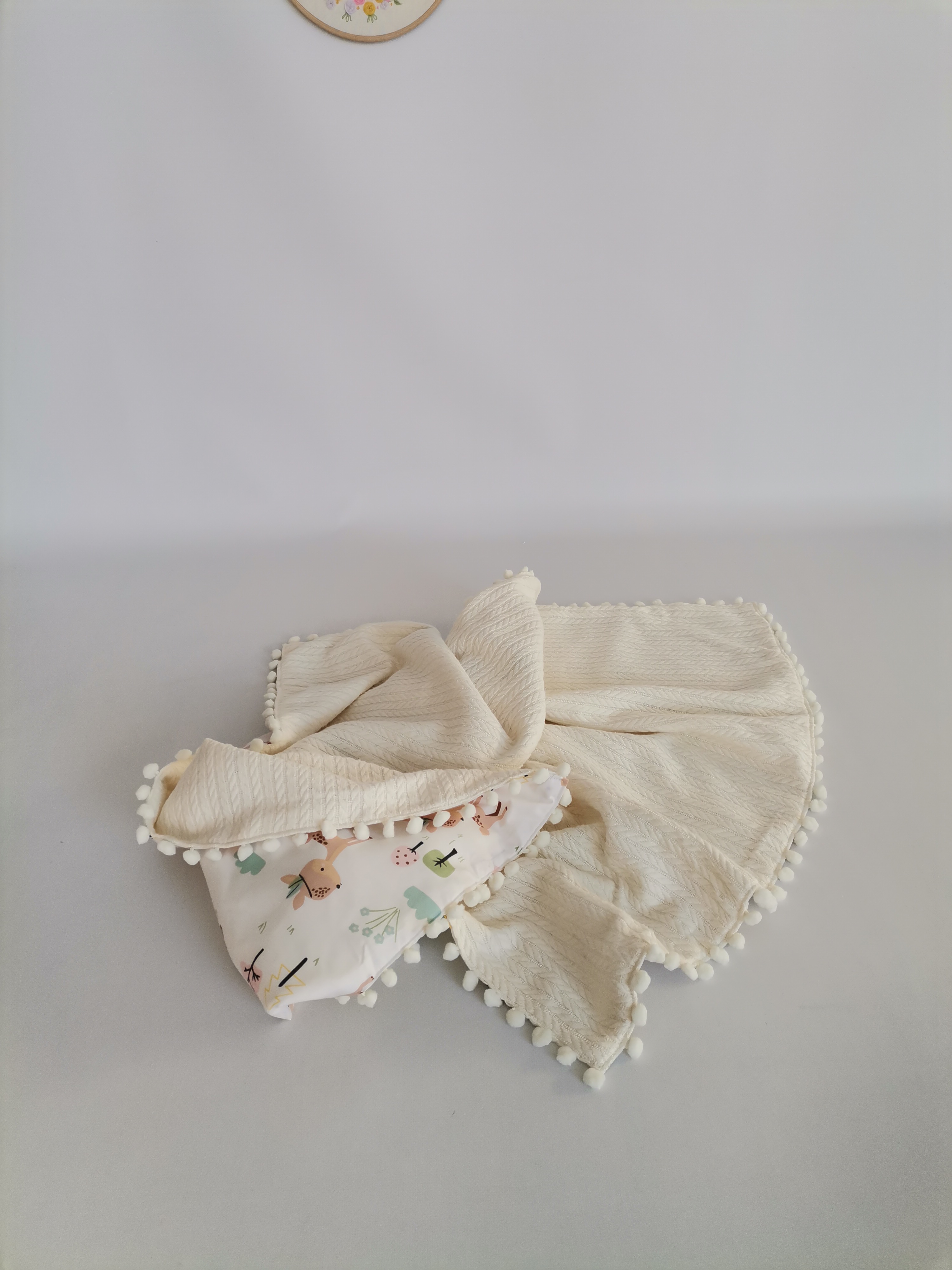 Battaniye krem örgü pike - karacalı poplin 