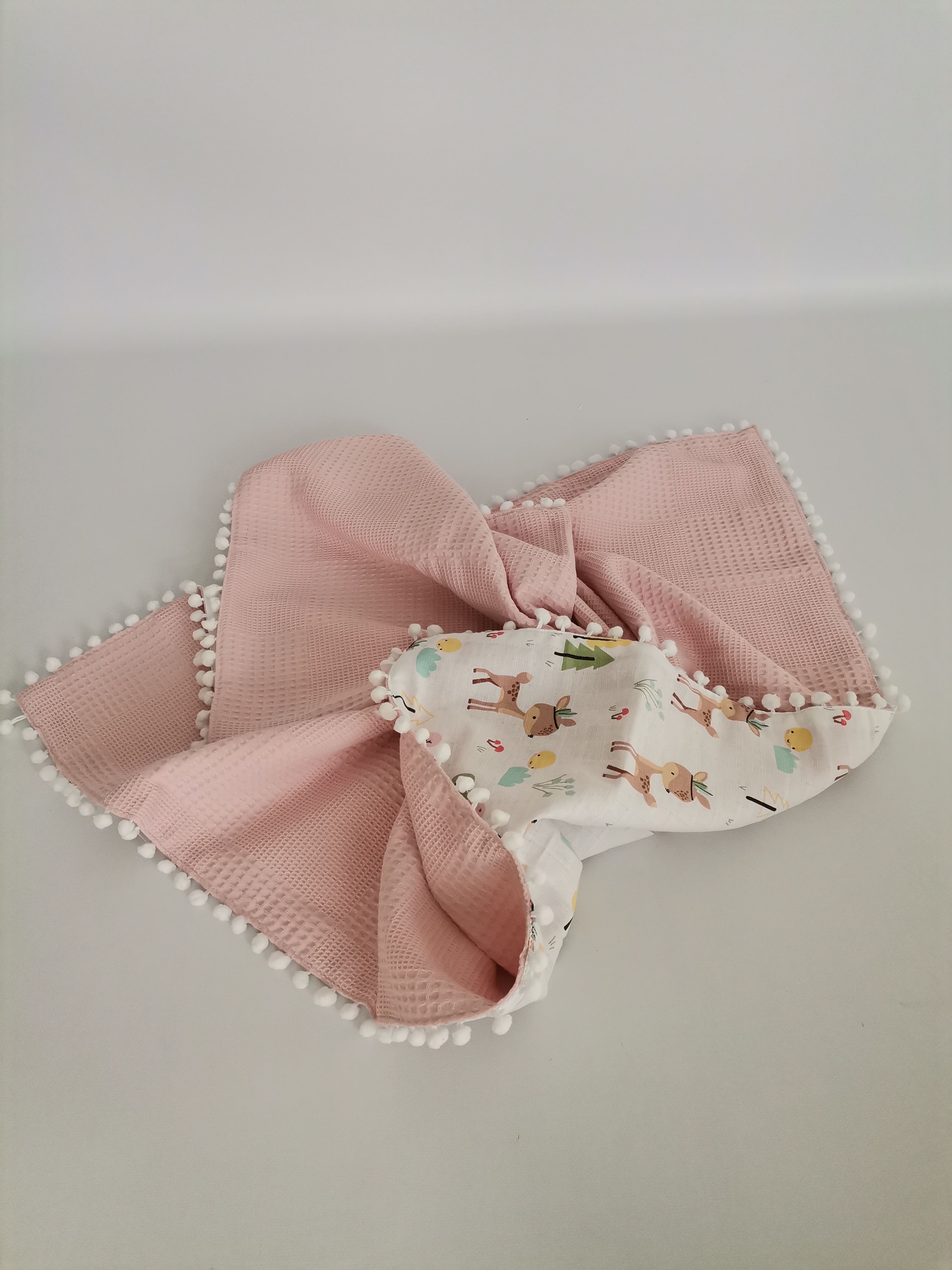 Battaniye pudra pembe waffle pike - karacalı müslin