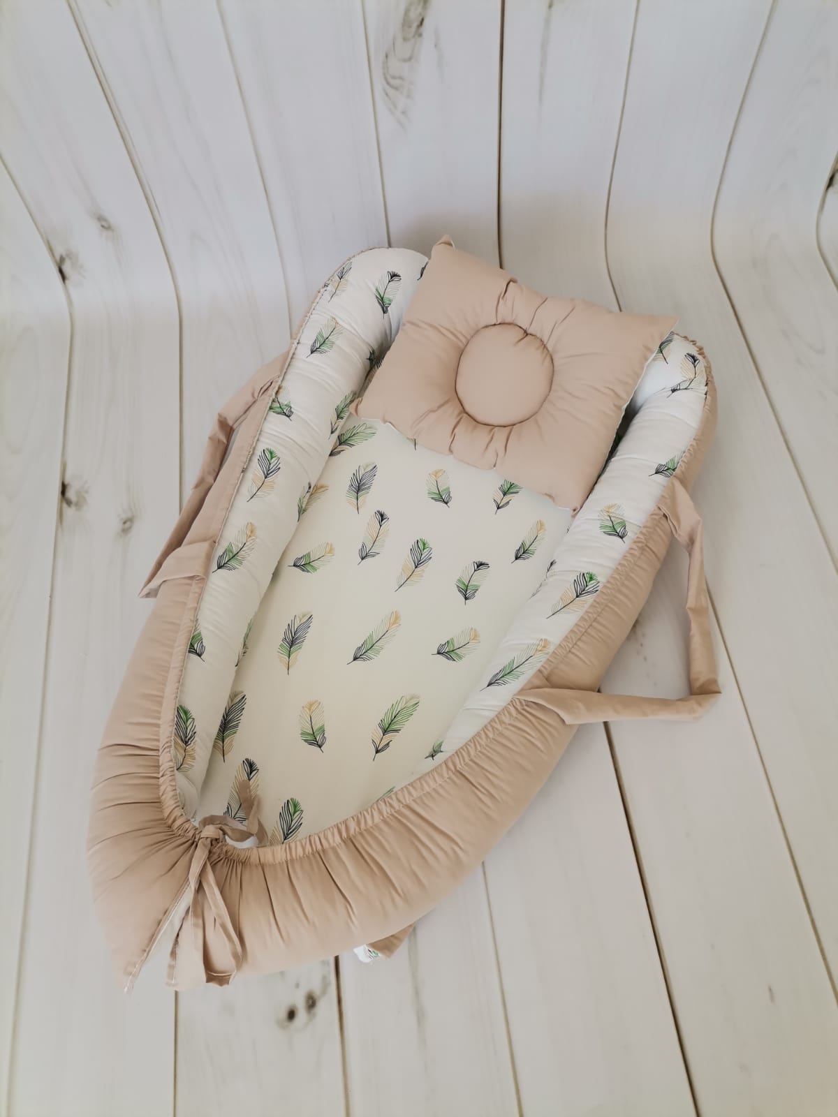 BABYNEST BEJ VE YEŞİL TÜYLÜ POPLİN 
