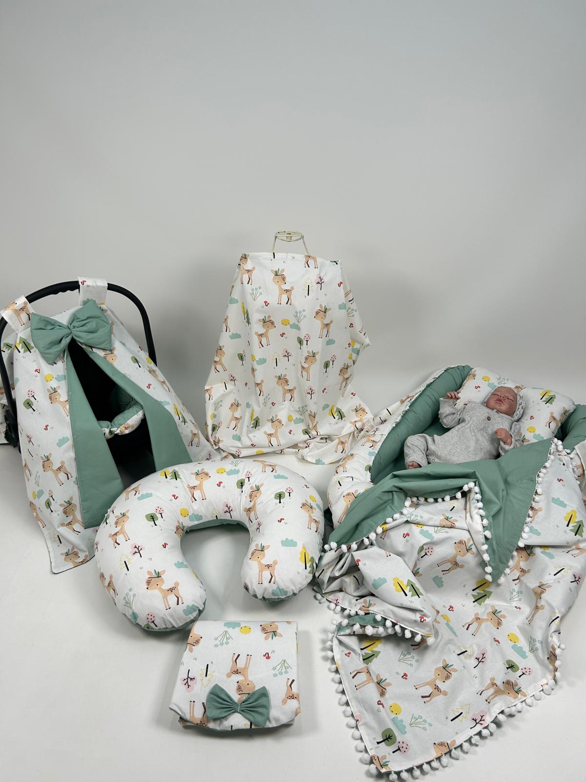Babynest 8'li set karacalı poplin - yeşil poplin