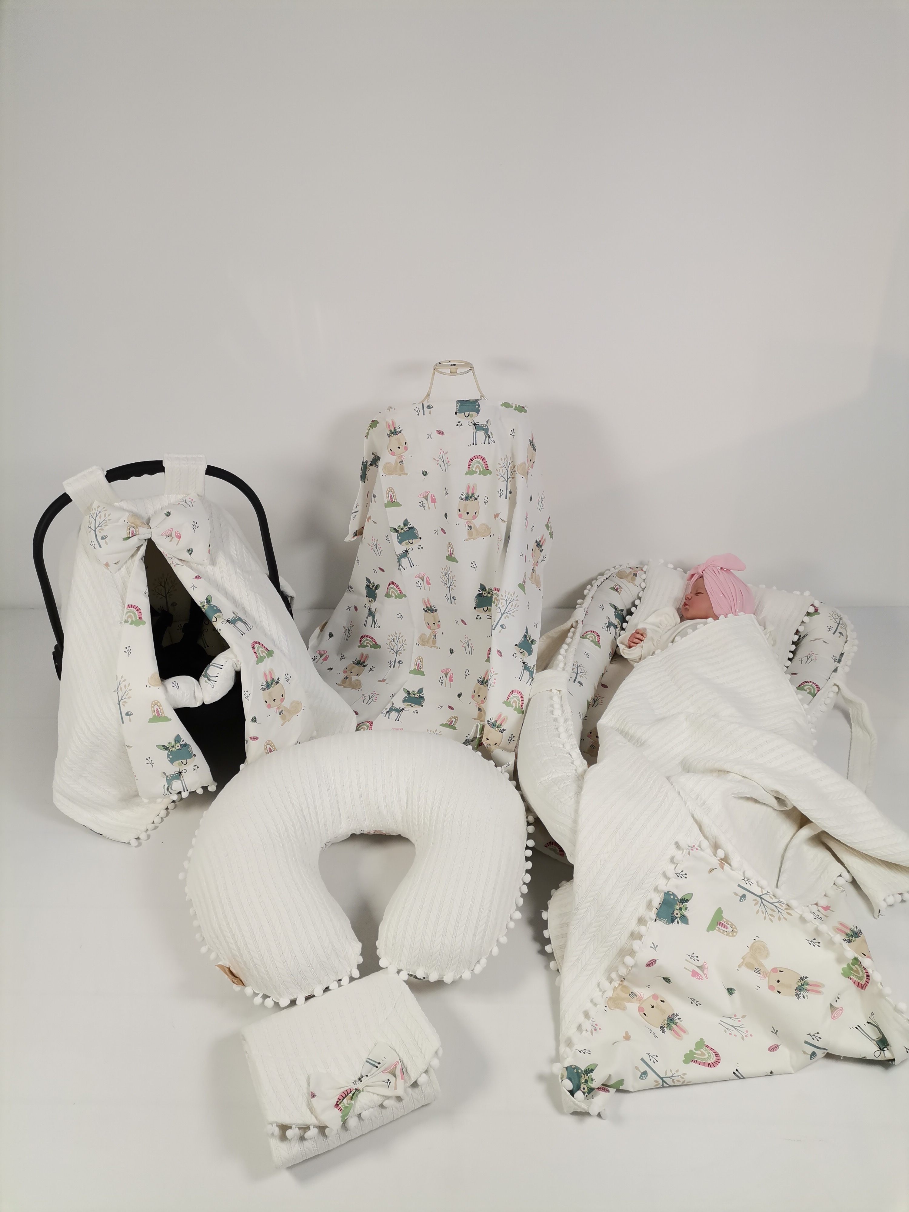 Babynest 8'li set krem örgü pike - yeni ceylanlı poplin