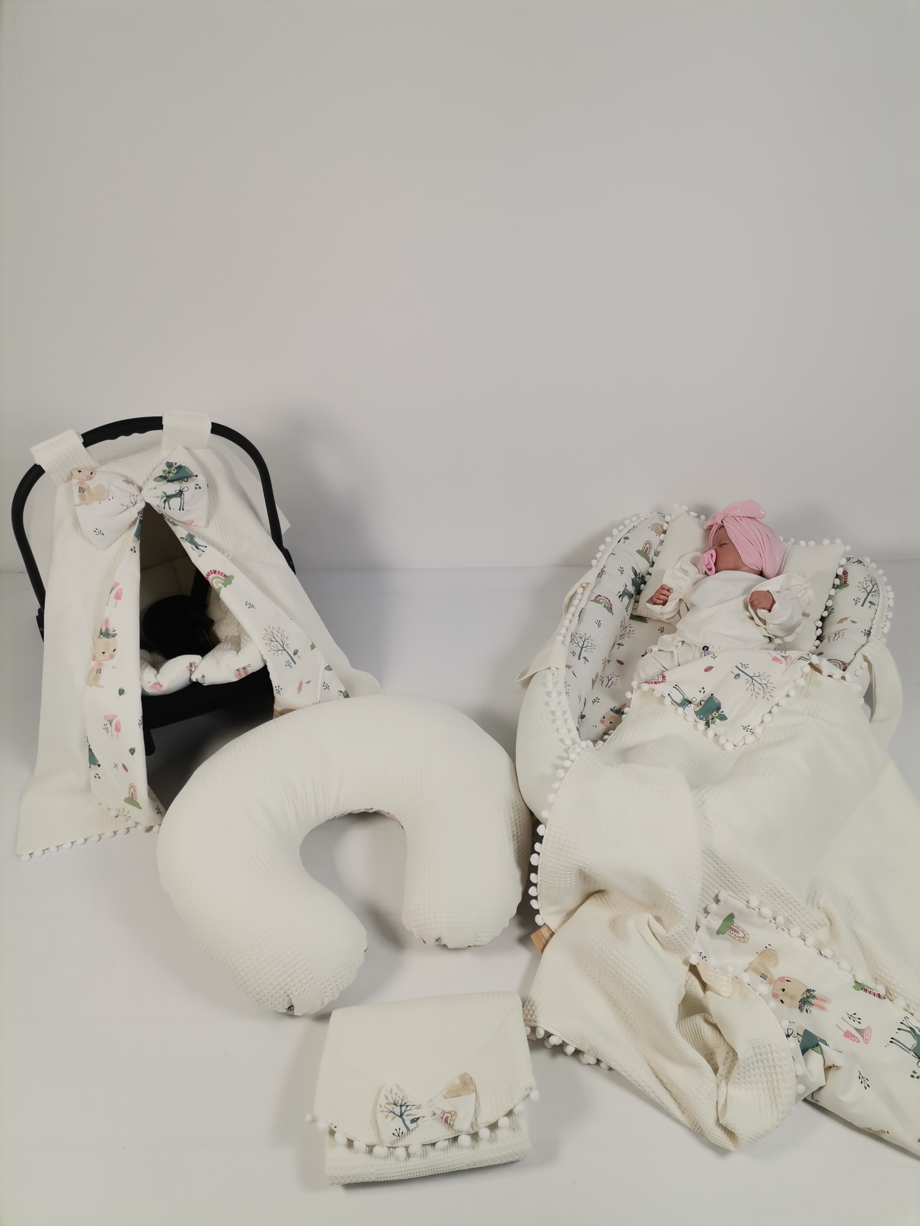 Babynest 8'li set krem waffle pike - yeni ceylanlı poplin