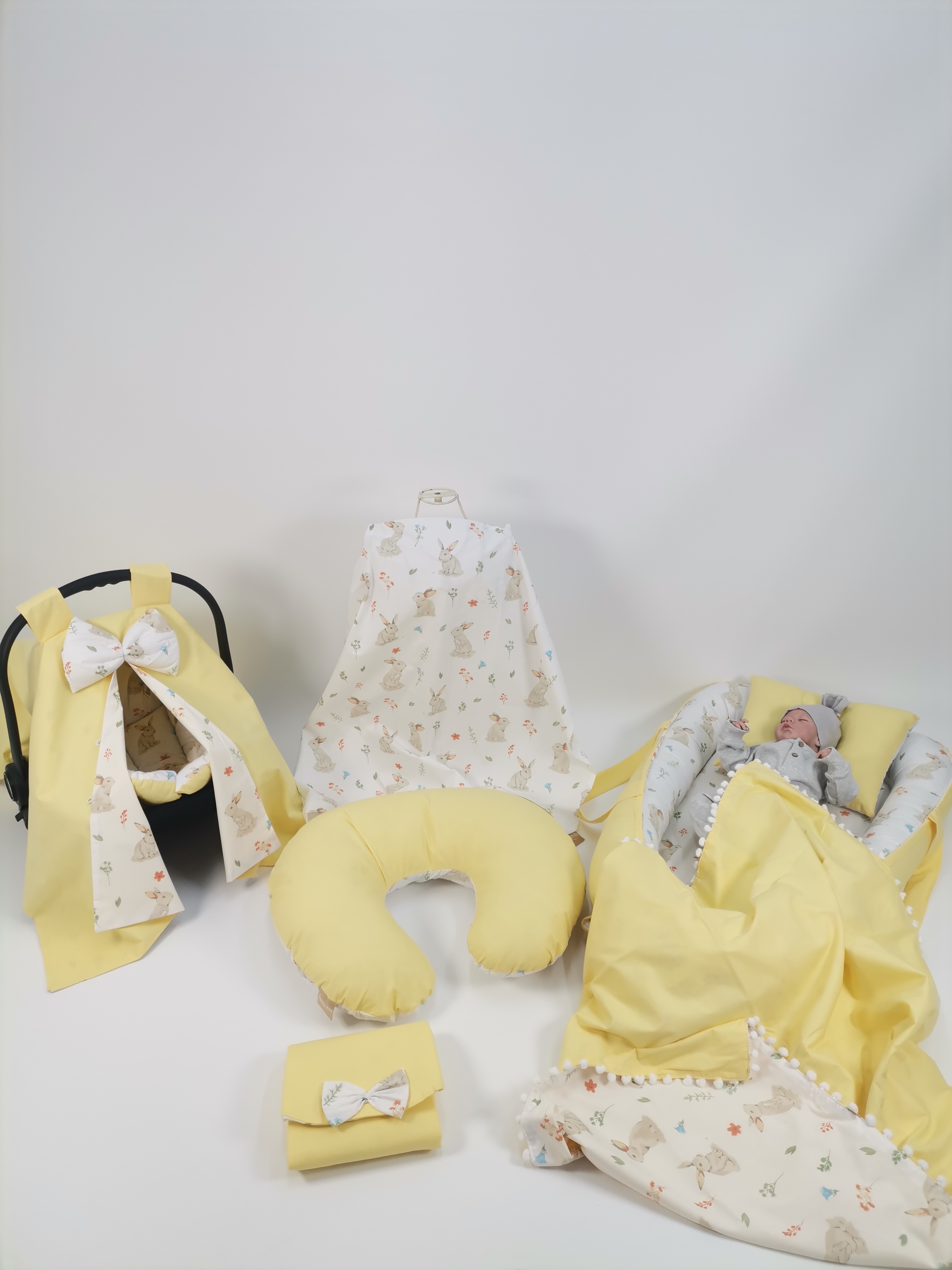 Babynest 8'li set sarı poplin - tavşanlı poplin