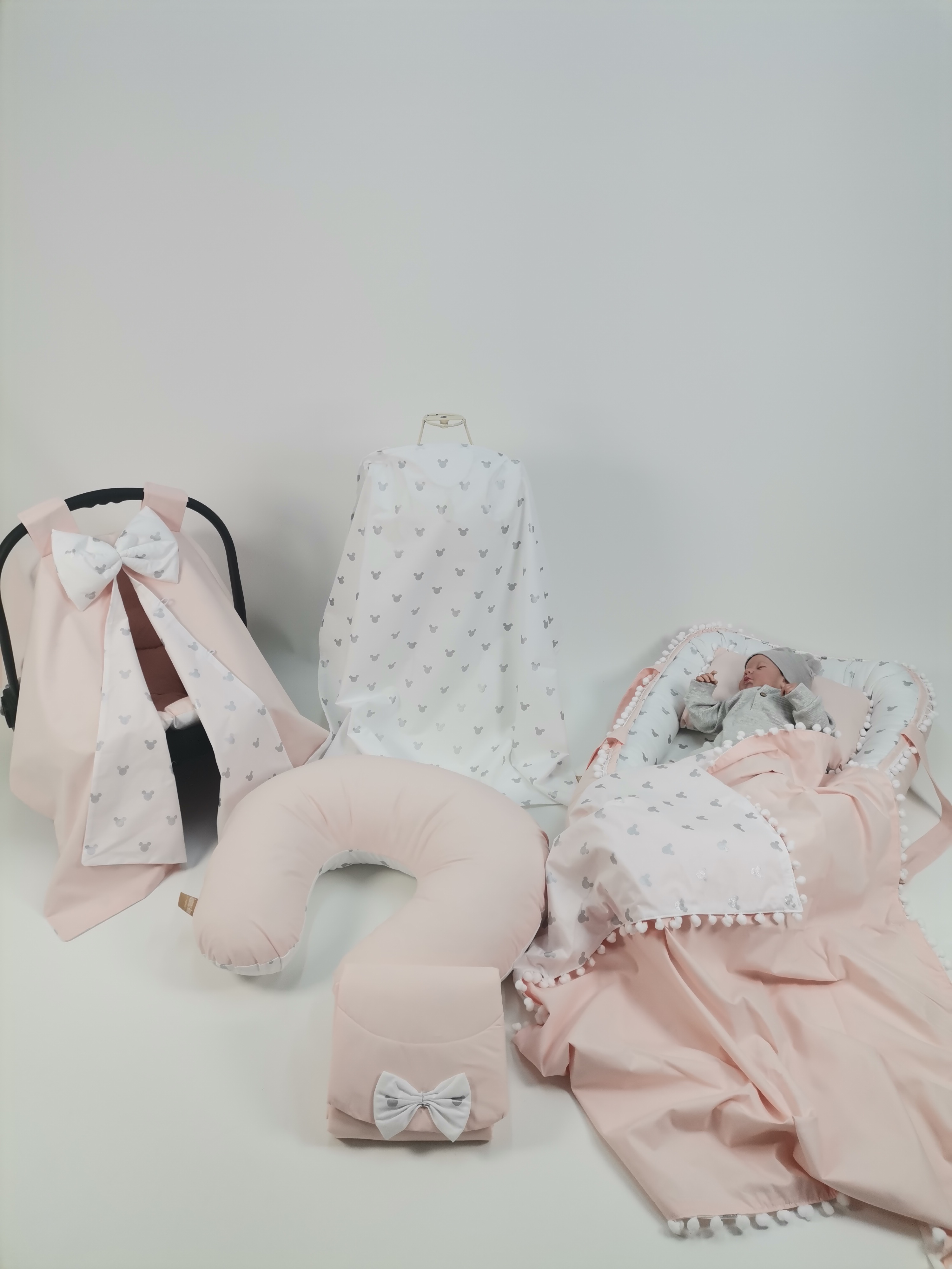 Babynest 8'li set somon poplin - gümüş mickeyli poplin