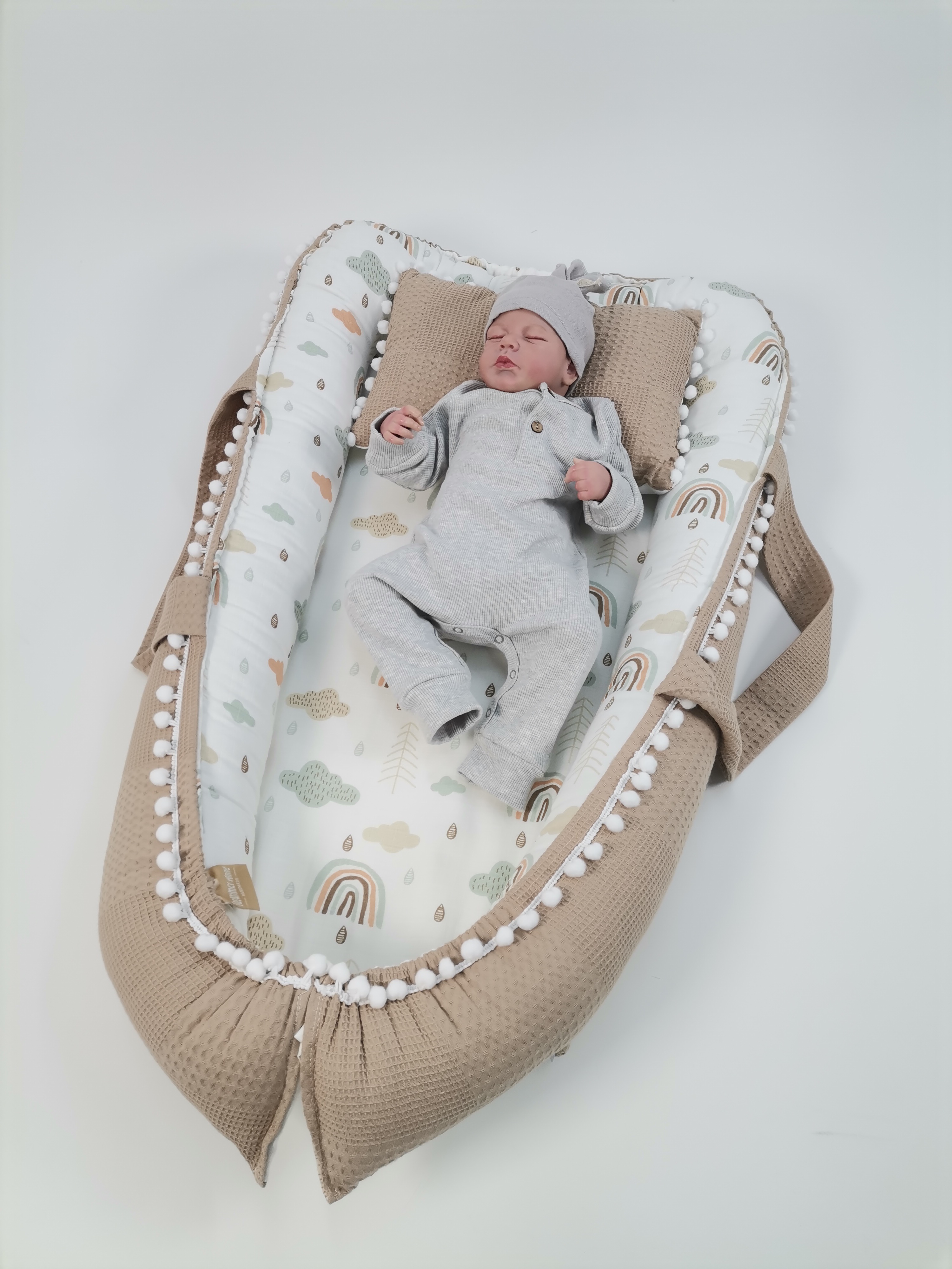 Babynest bej waffle pike - gökkuşaklı müslin
