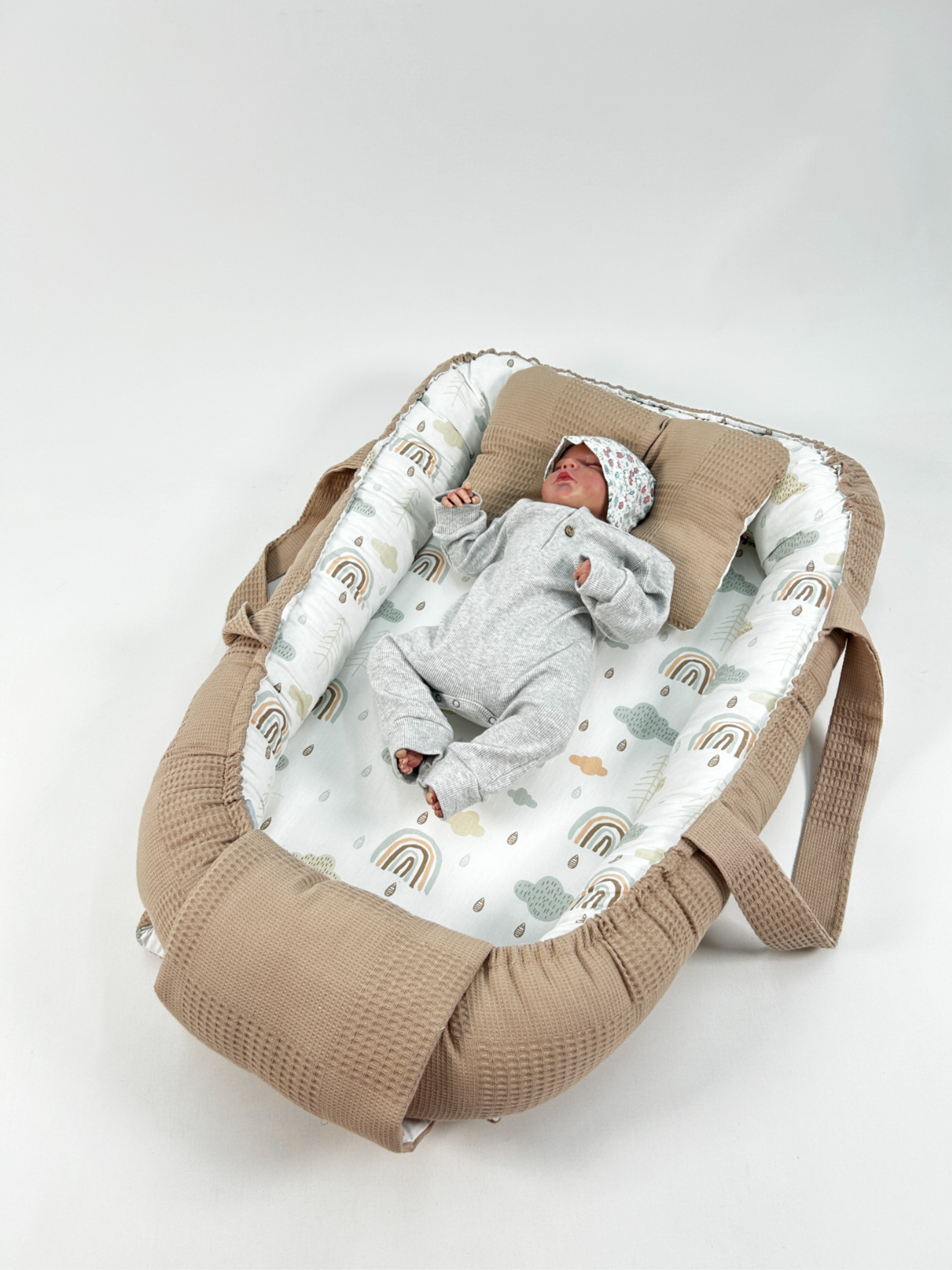 Babynest bej waffle pike - gökkuşaklı poplin