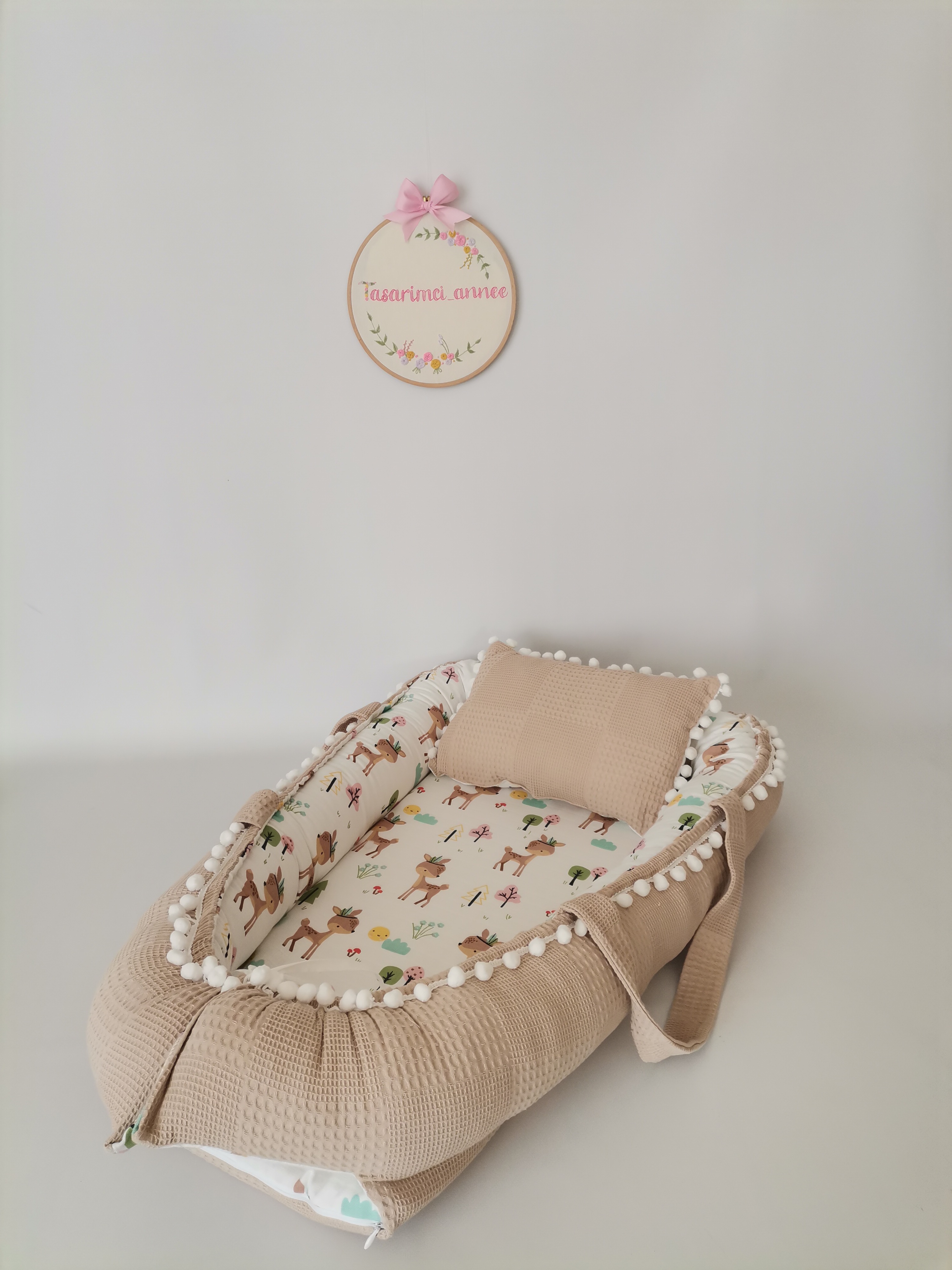 Babynest bej waffle pike - karacalı müslin
