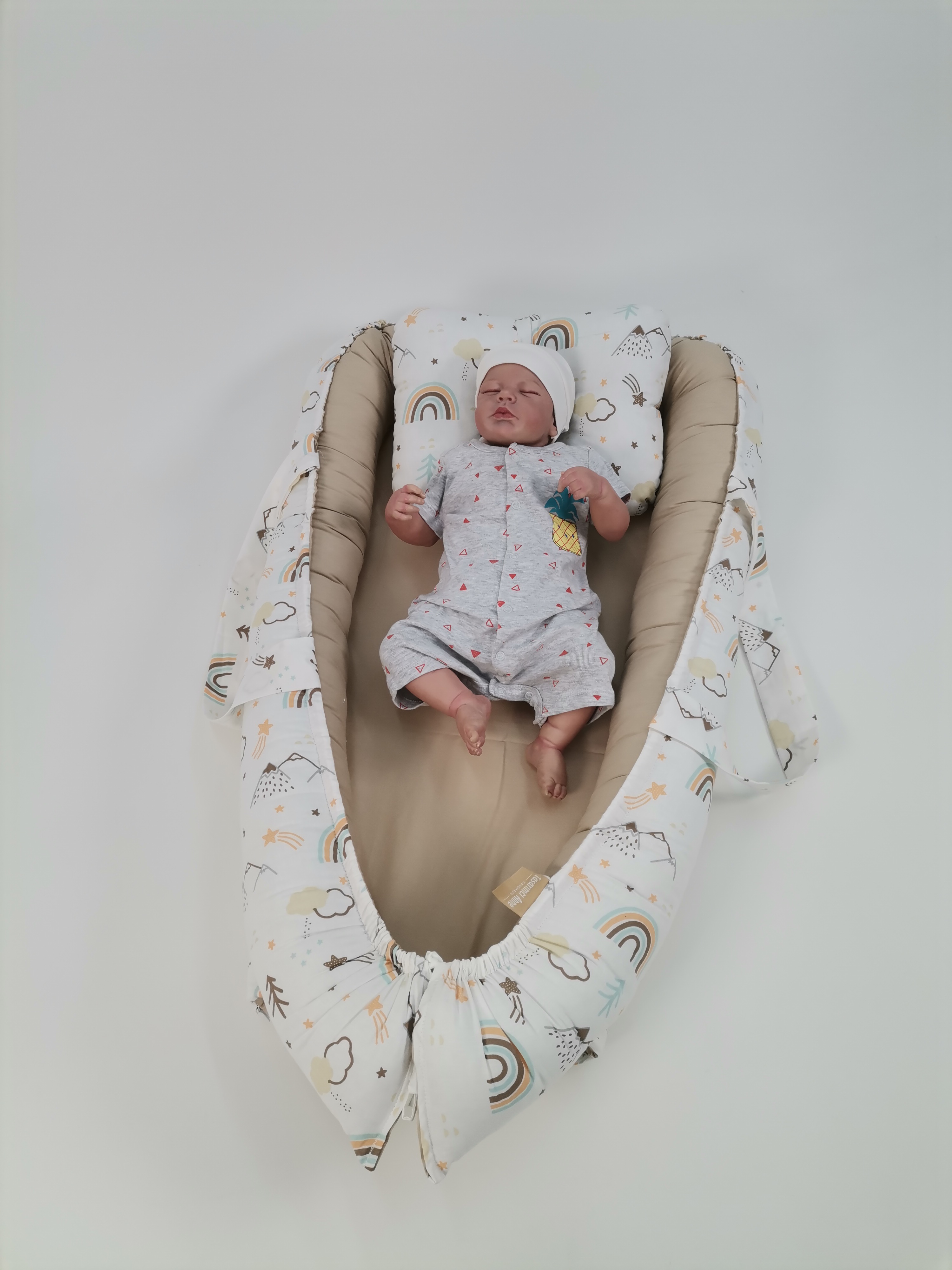 Babynest dağlı gökkuşaklı poplin - bej poplin