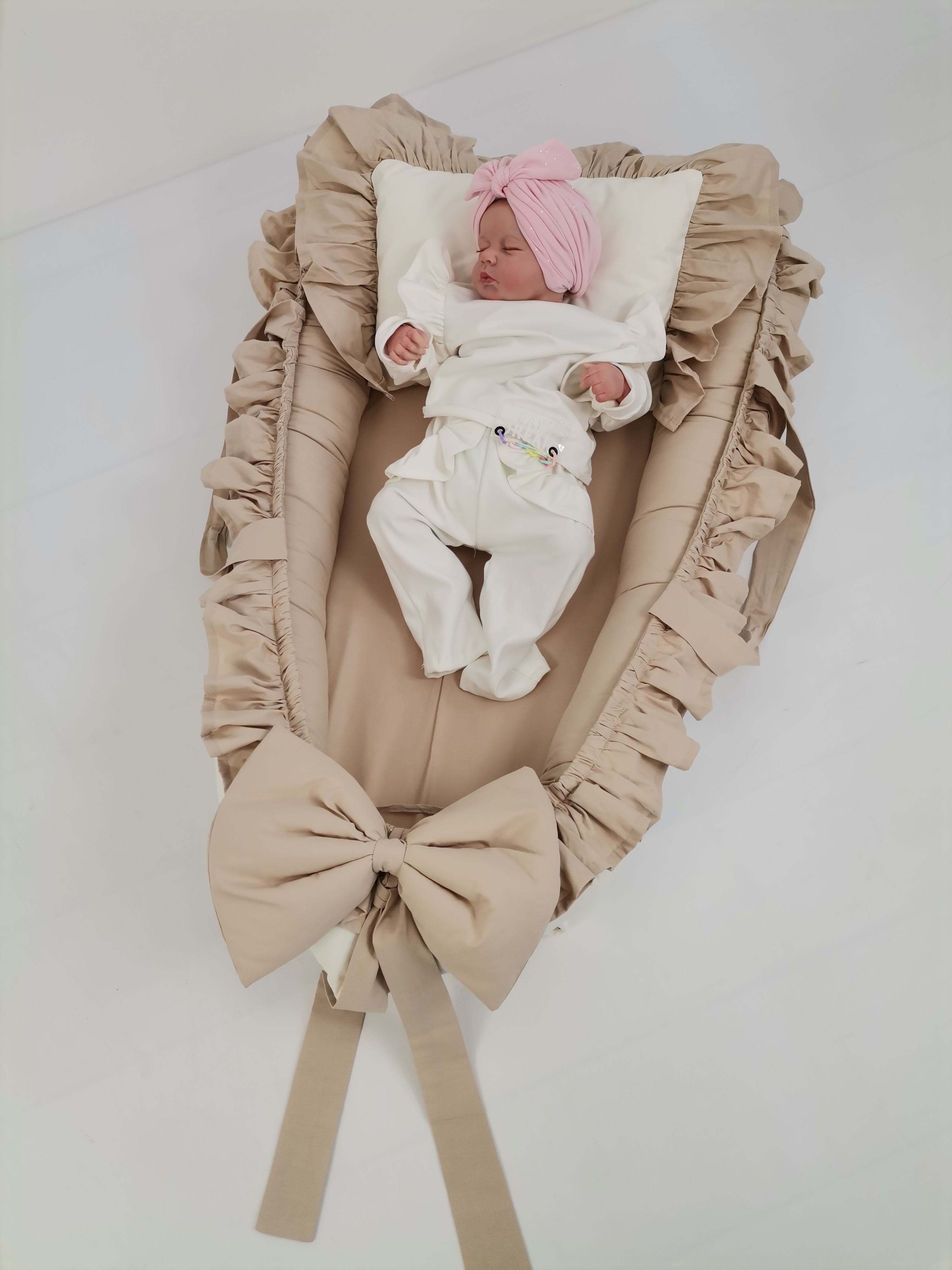 Babynest fırfırlı bej poplin - krem poplin