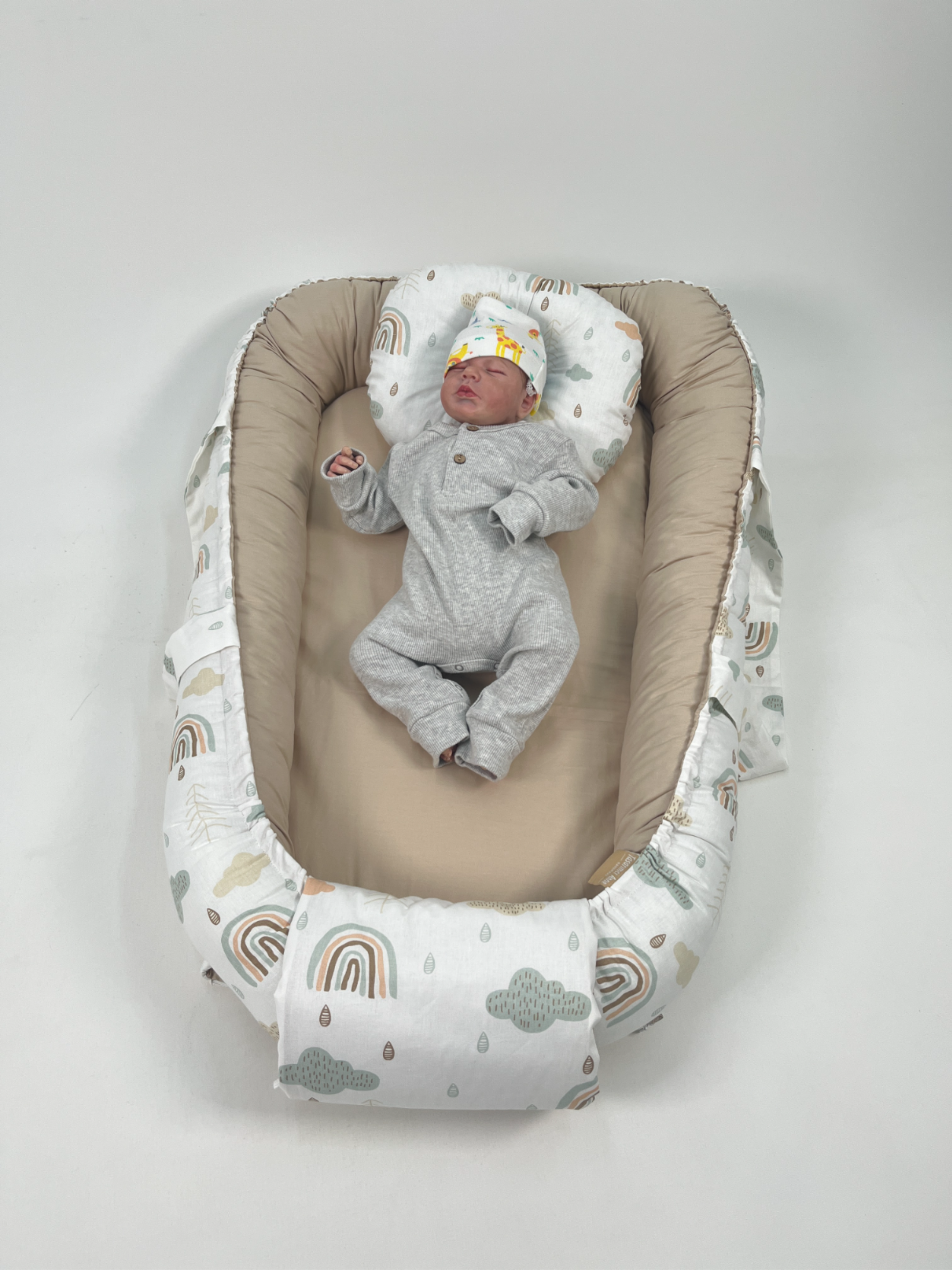 Babynest gökkuşaklı poplin - bej poplin