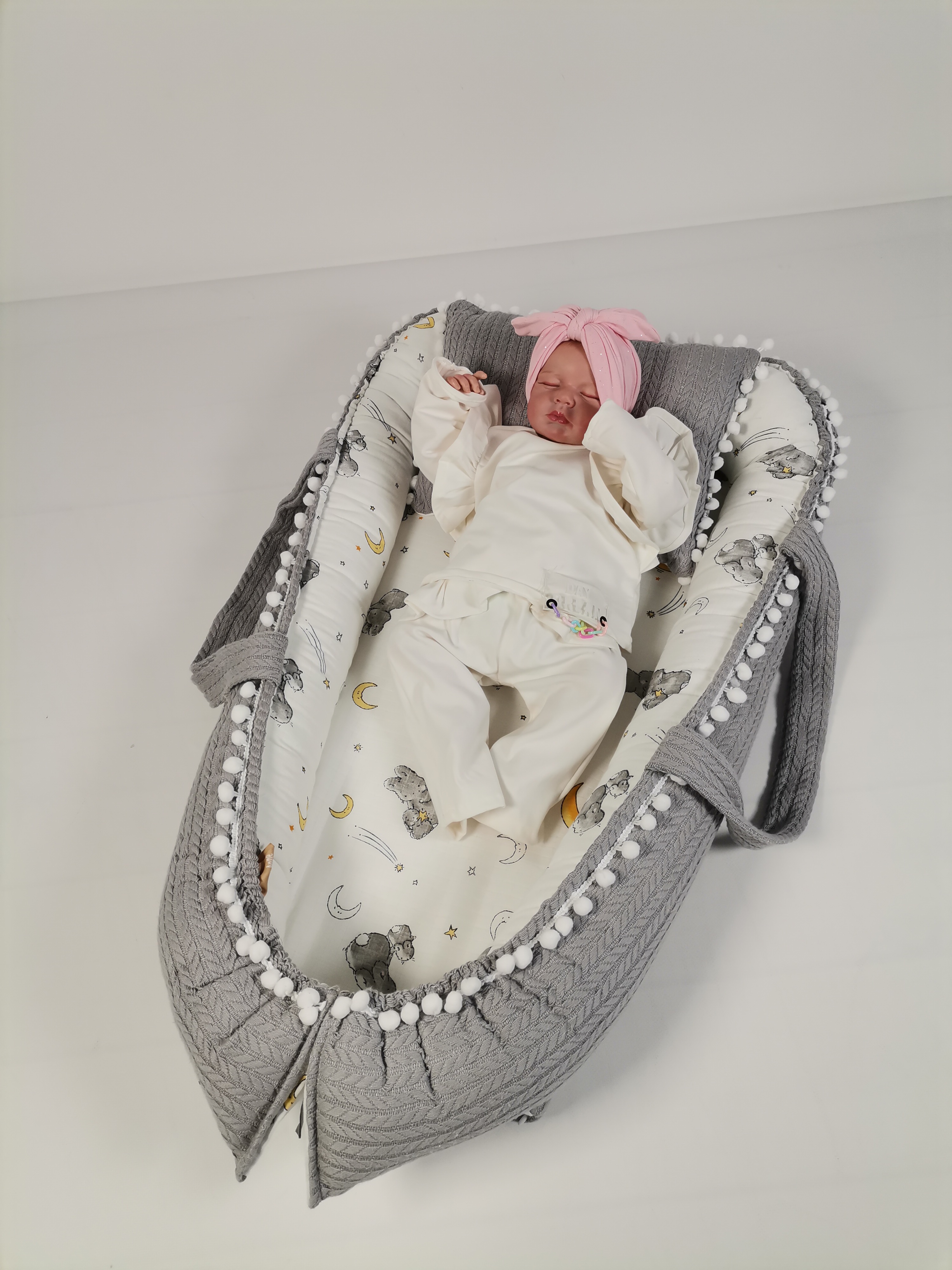 Babynest gri örgü pike - wella tavşanlı aylı müslin