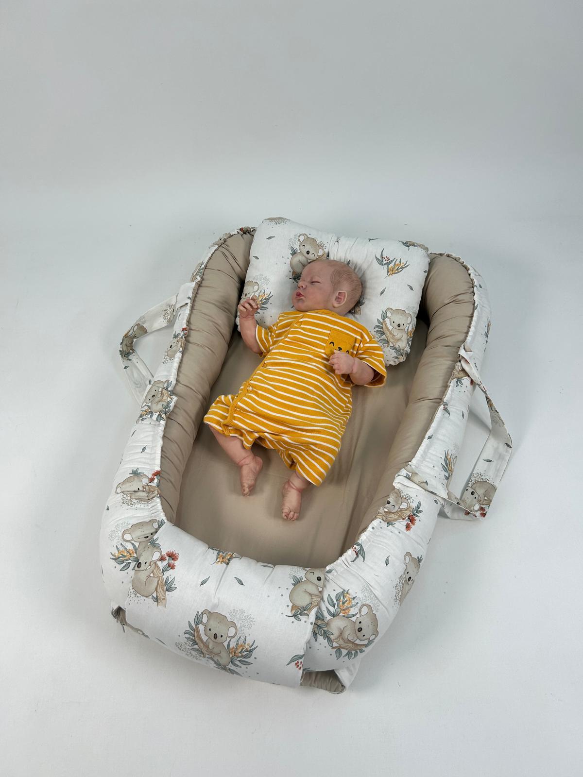Babynest koala desenli poplin - bej poplin
