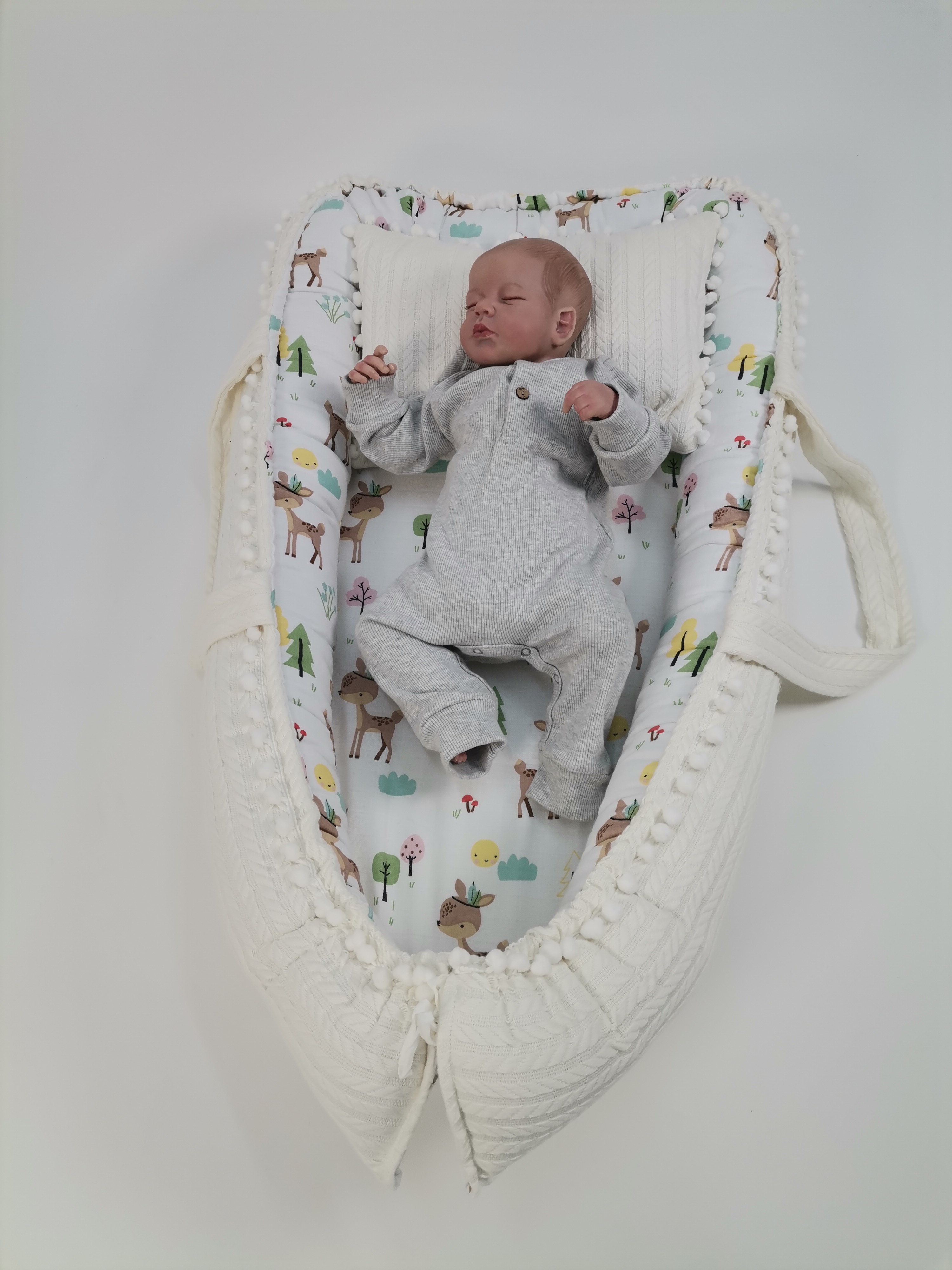 Babynest krem örgü pike - karacalı  müslin