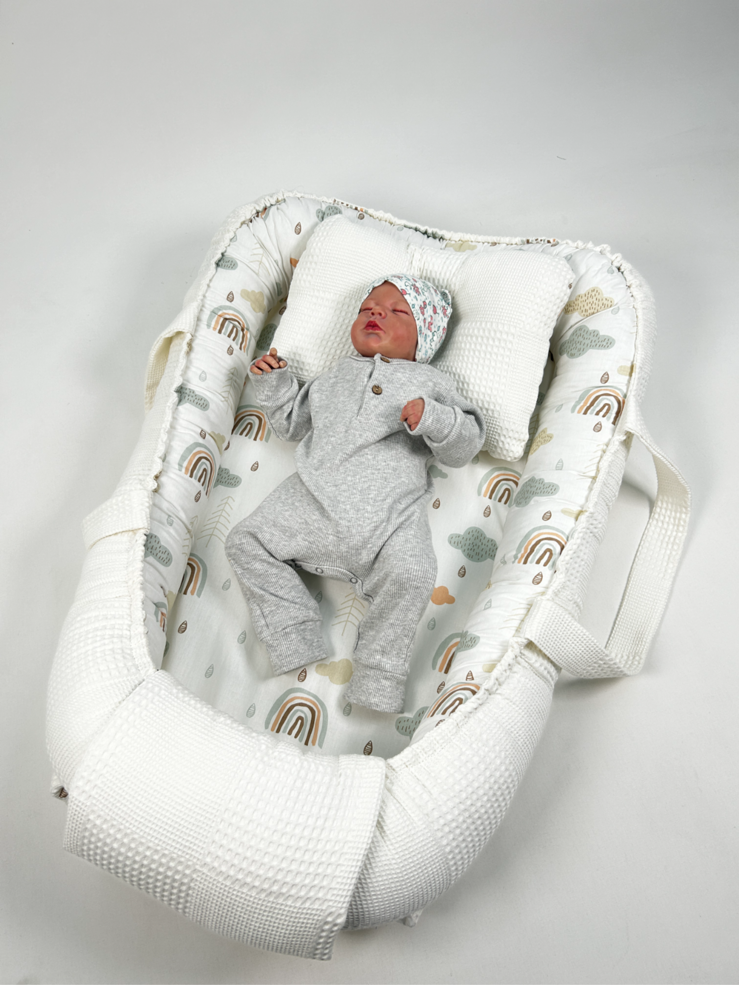 Babynest krem waffle pike - gökkuşaklı poplin 2