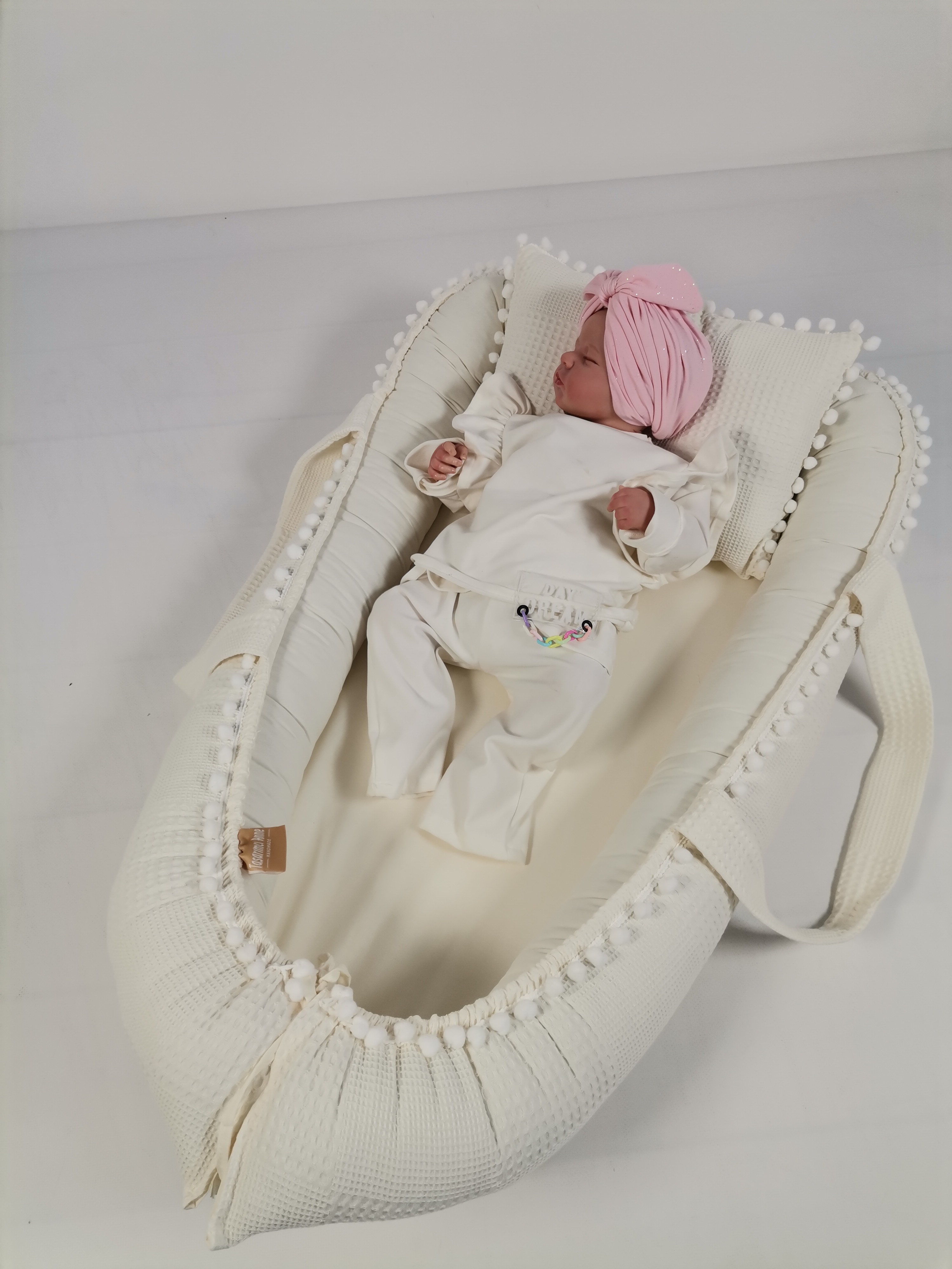Babynest krem waffle pike - krem poplin