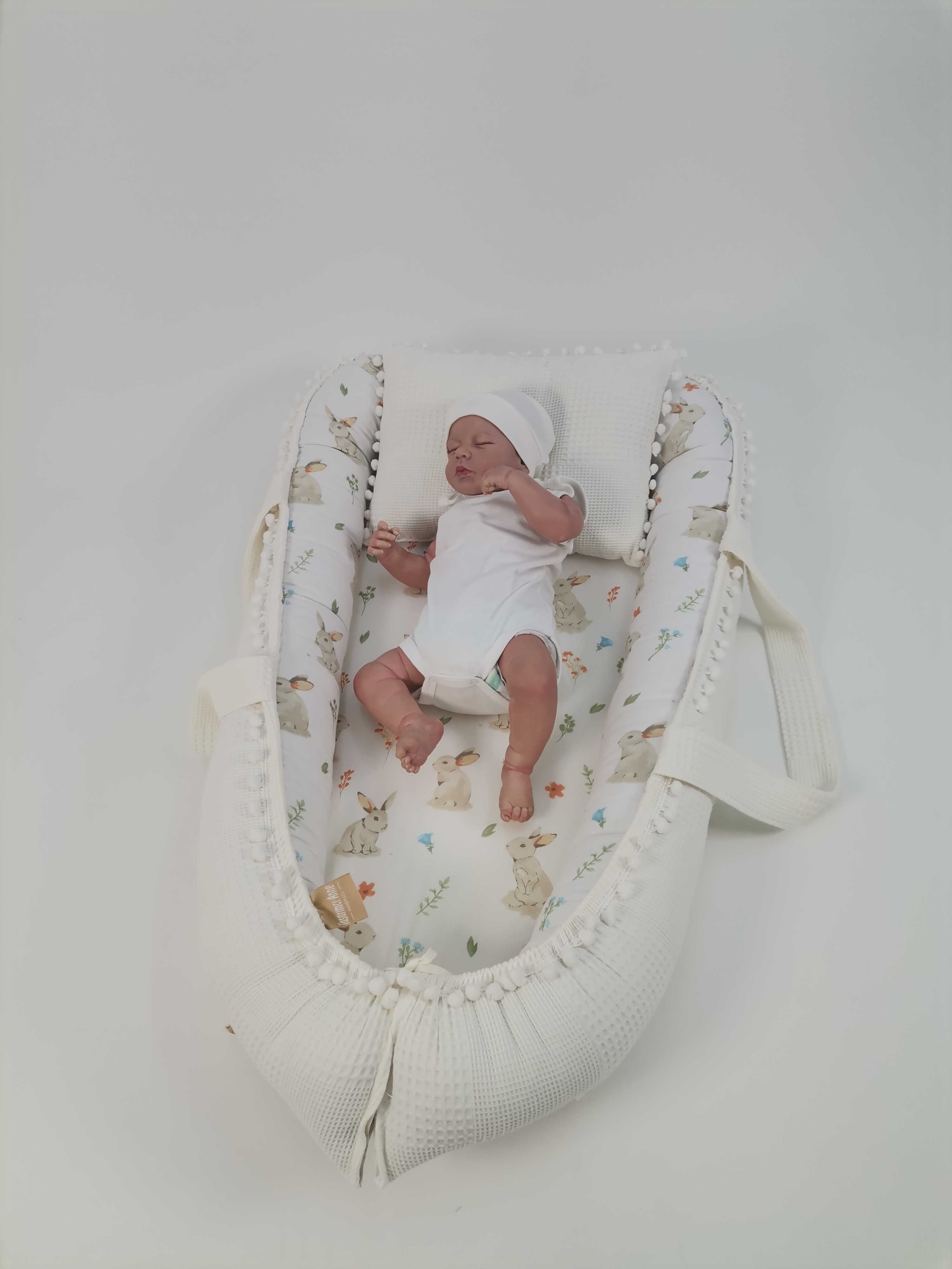 Babynest krem waffle pike - tavşanlı poplin
