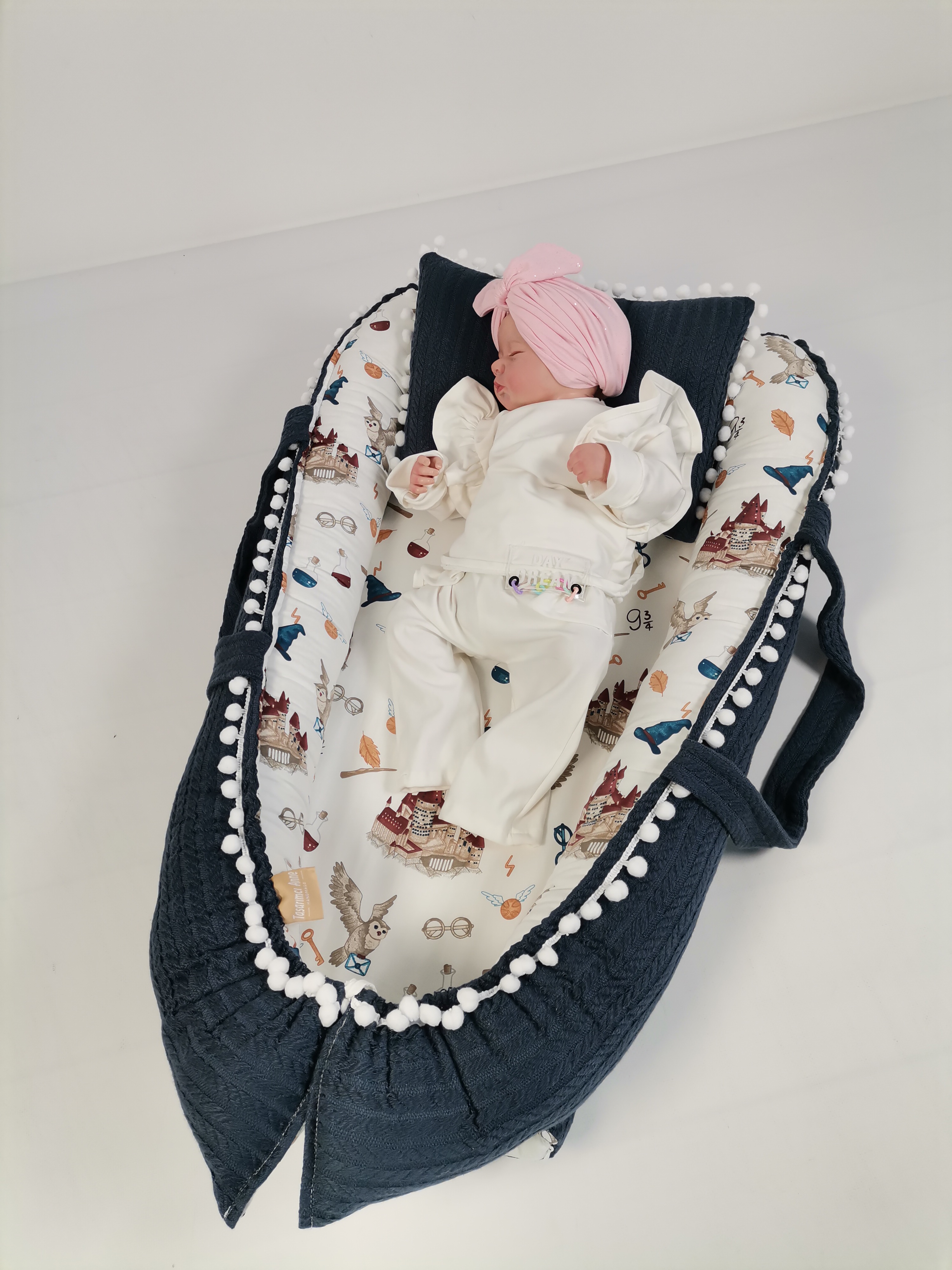 Babynest lacivert örgü pike - harry desenli poplin