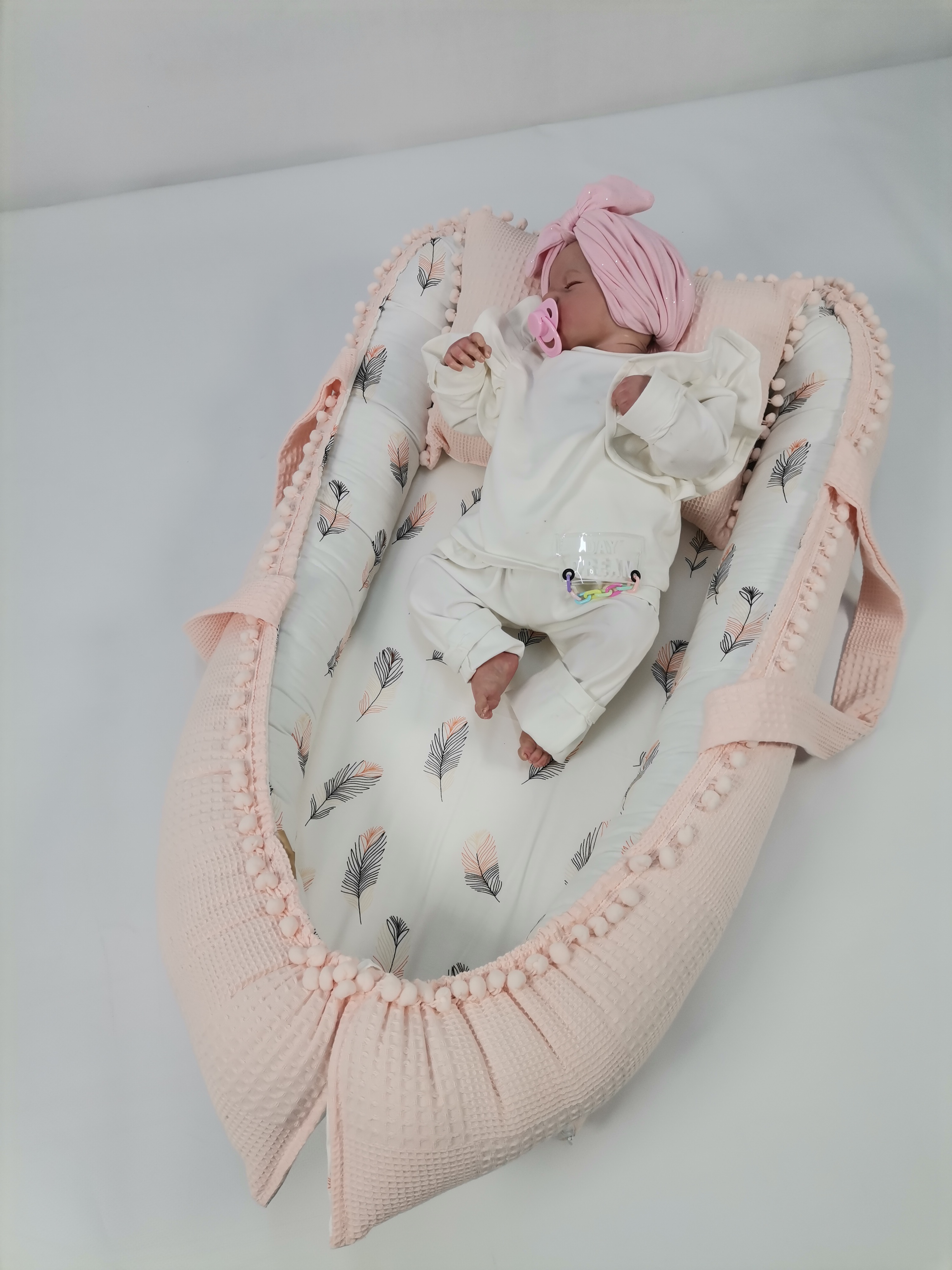 Babynest somon waffle pike - pembe tüylü poplin