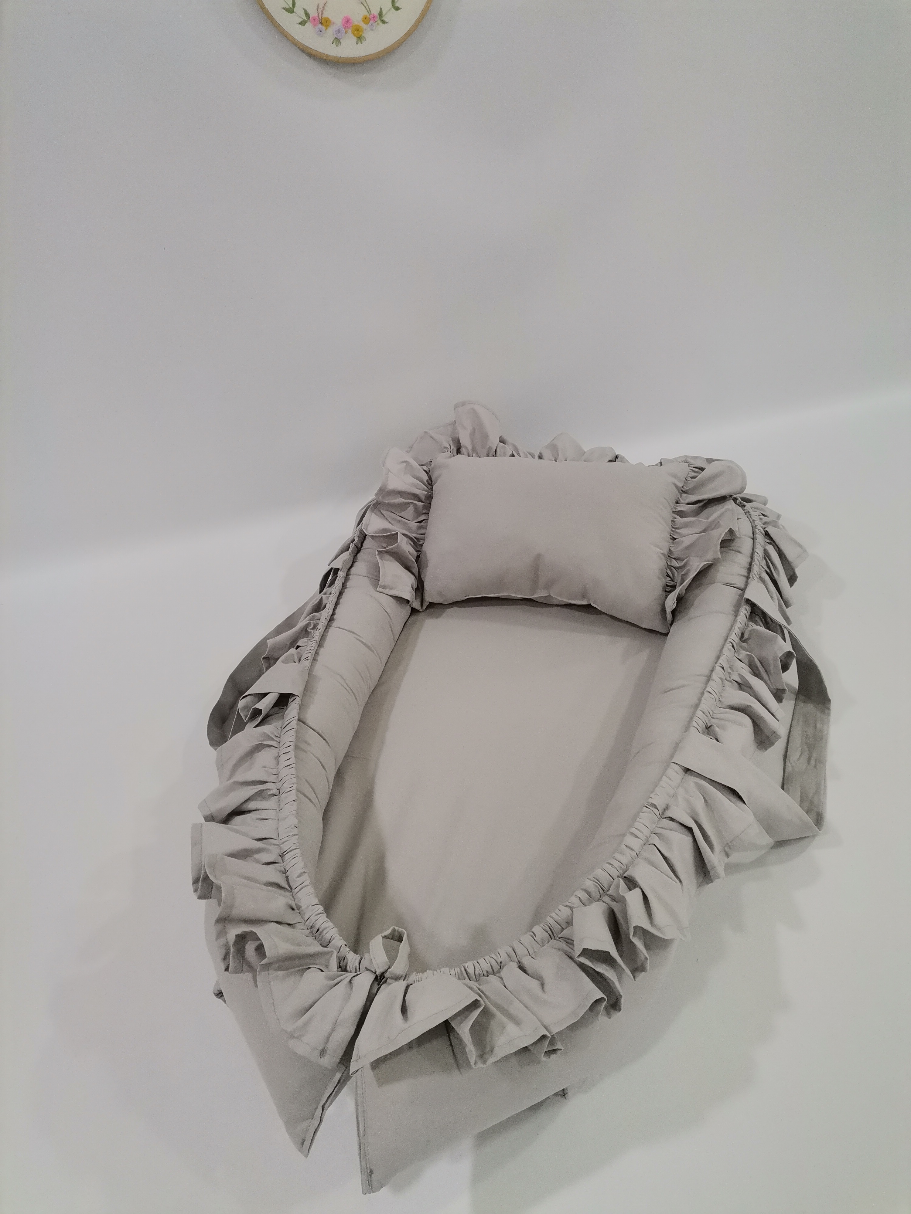 Babynest v15 gri poplin fırfırlı