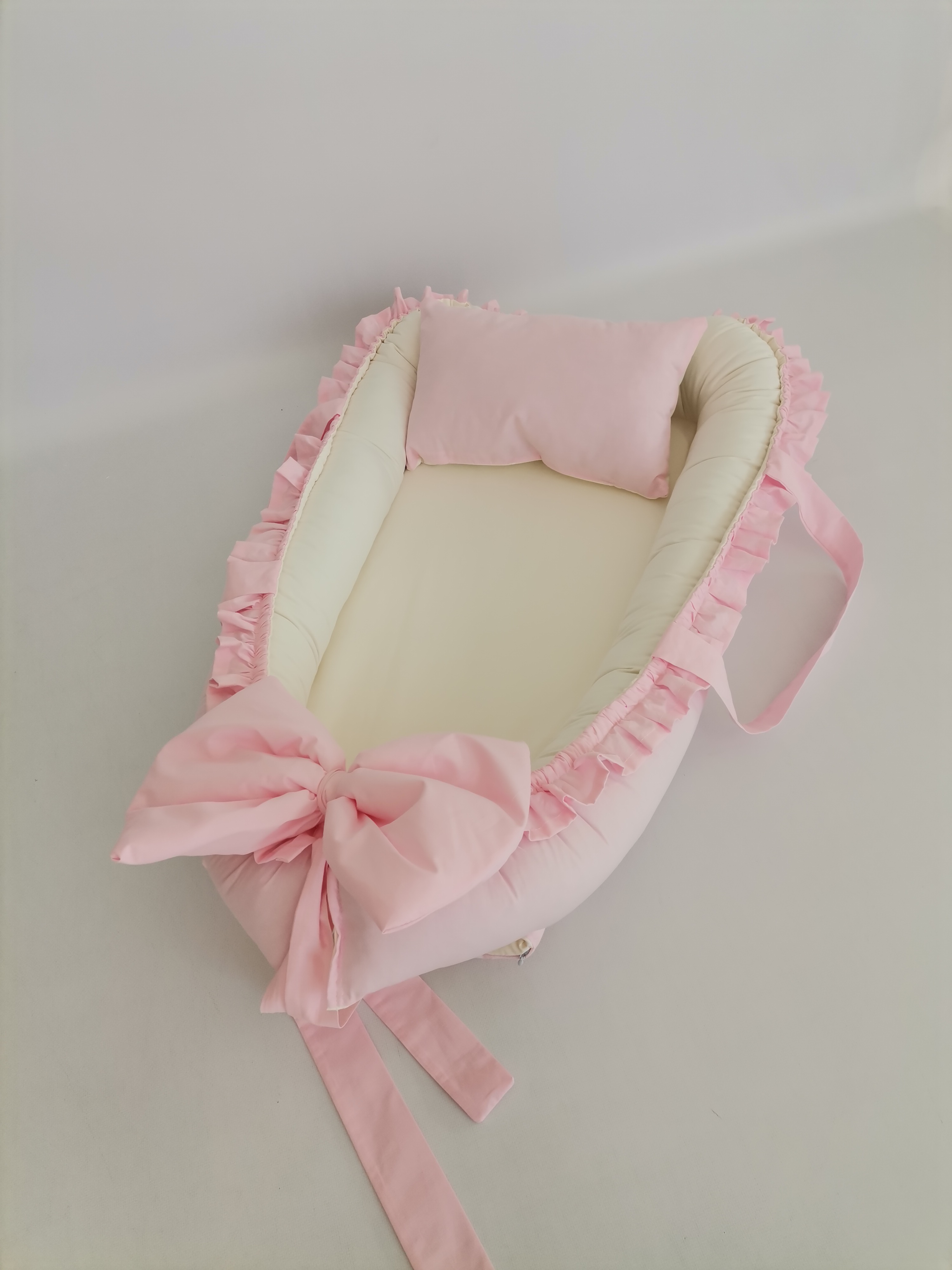 Babynest v29 pembe - v3 krem poplin fırfırlı