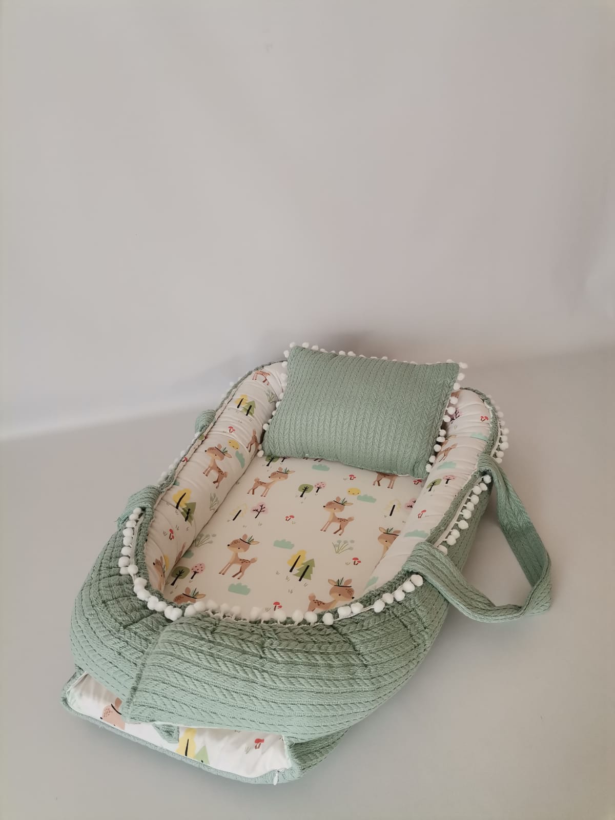Babynest yeşil örgü pike - karacalı poplin