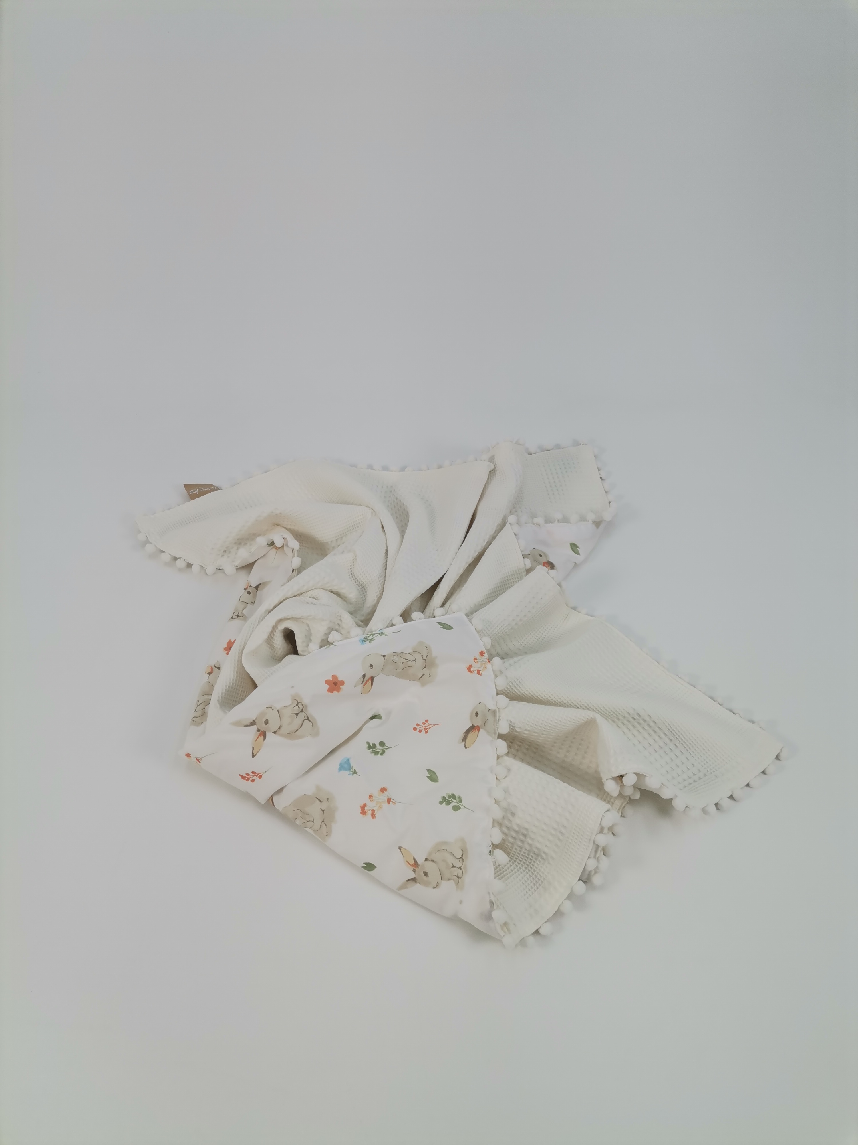Battaniye krem waffle pike - tavşanlı poplin