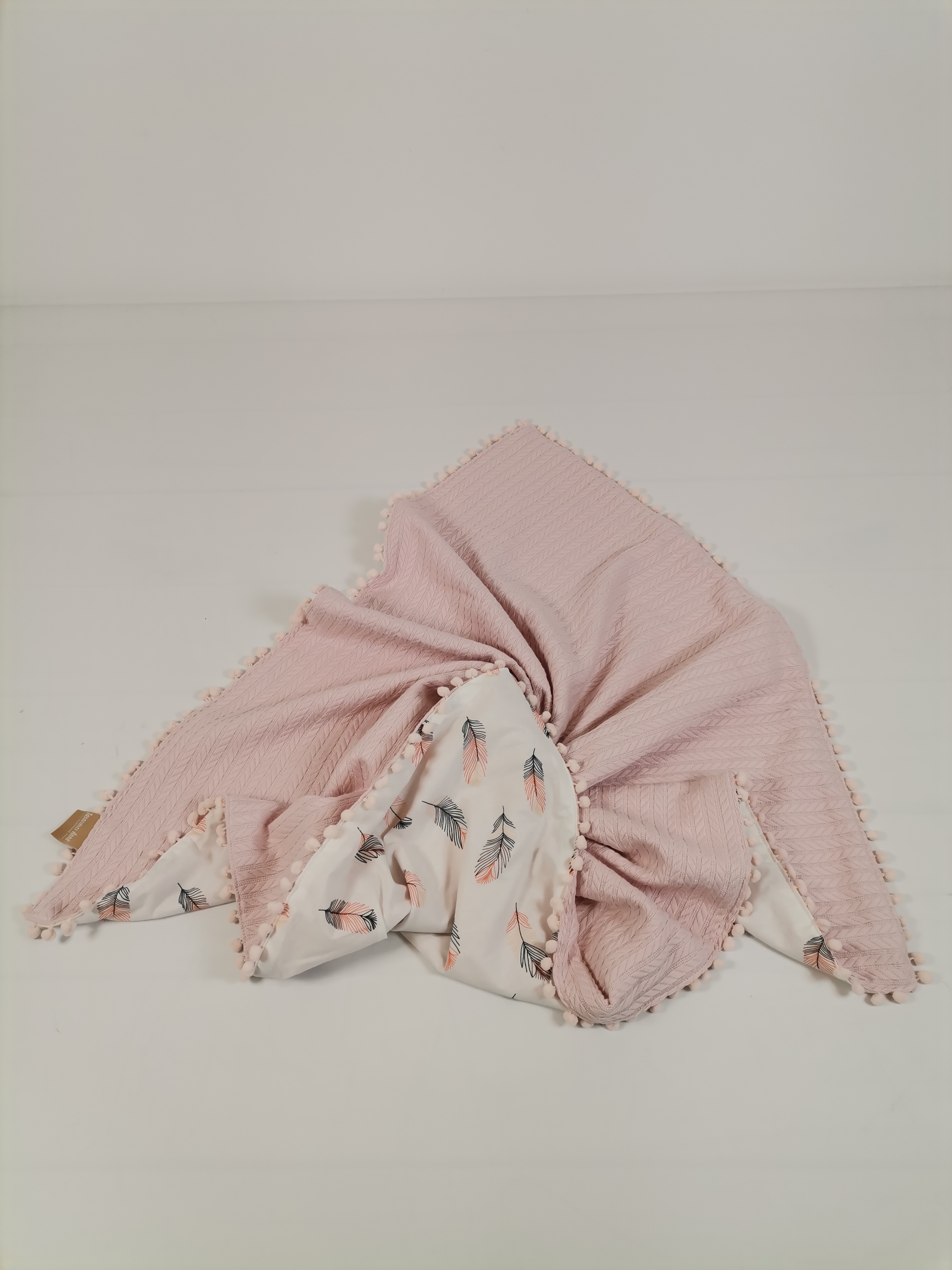 Battaniye pudra örgü pike - pembe tüylü poplin