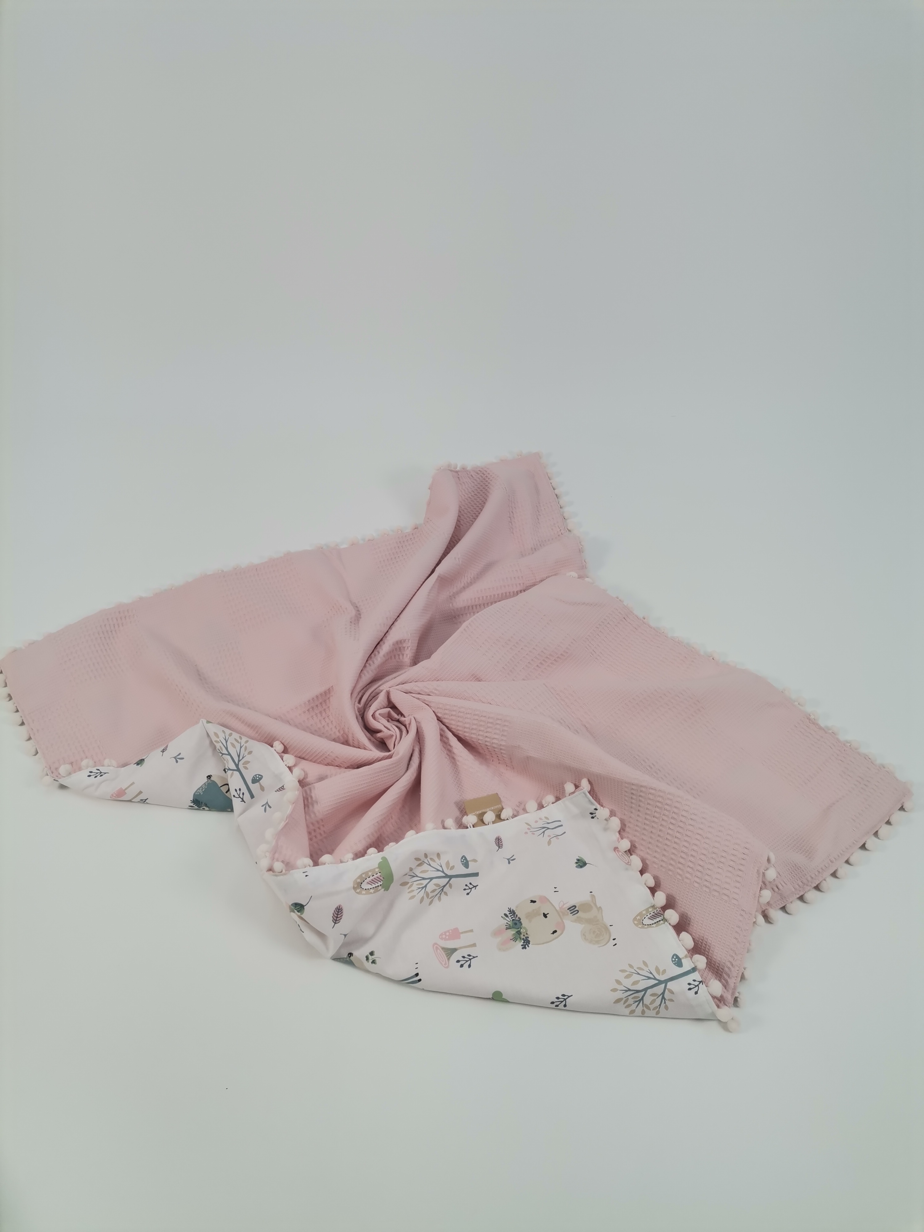 Battaniye pudra pembe waffle pike - yeni ceylanlı poplin