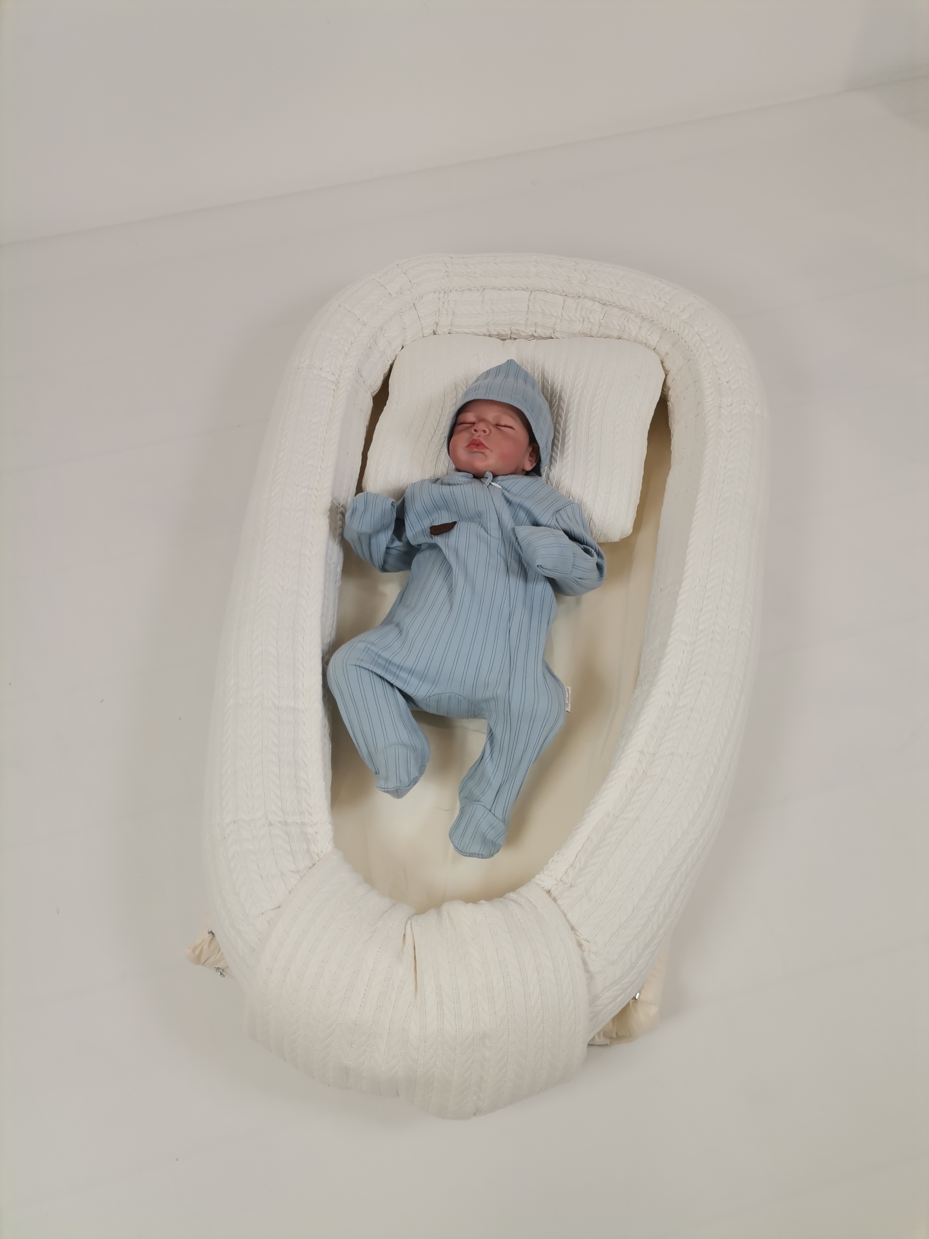 Çok amaçlı babynest krem örgü pike - krem poplin