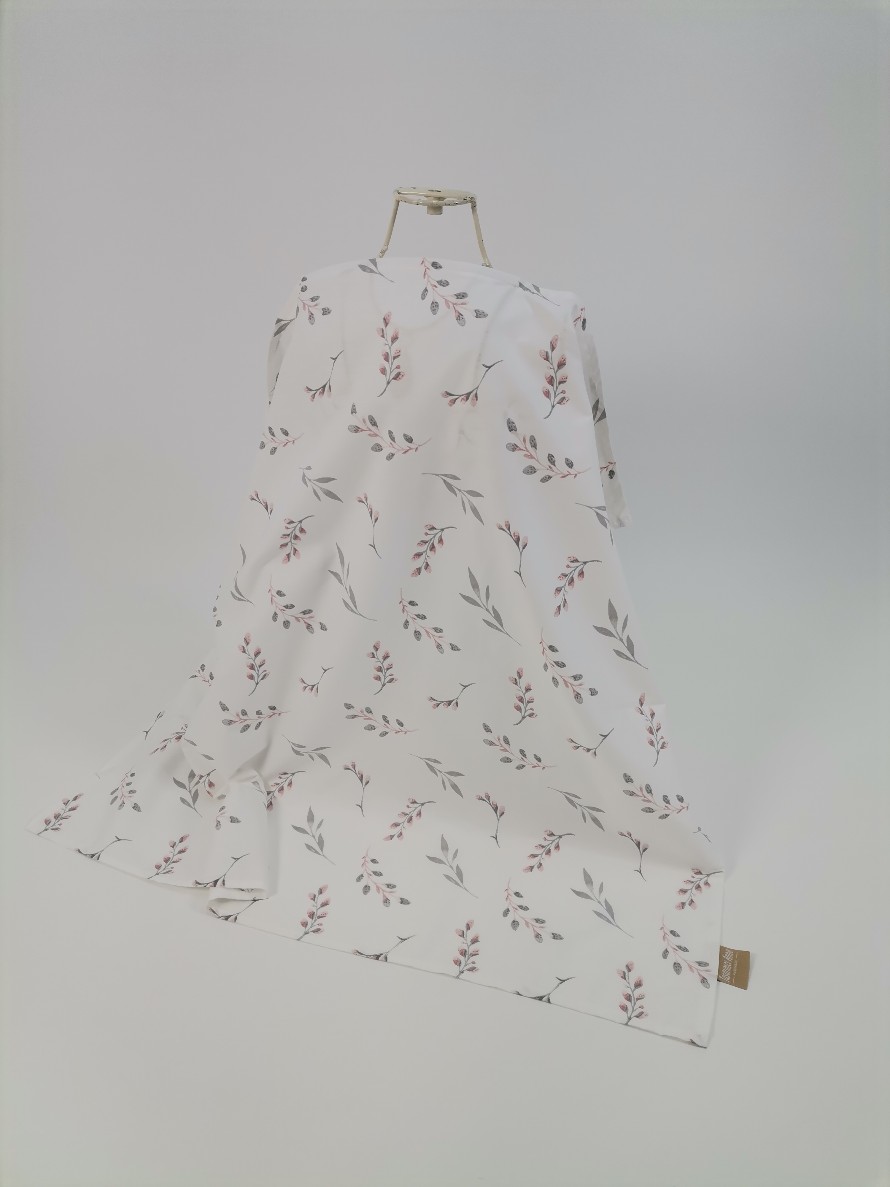 Emzirme önlüğü pembe zeytindalı desenli poplin