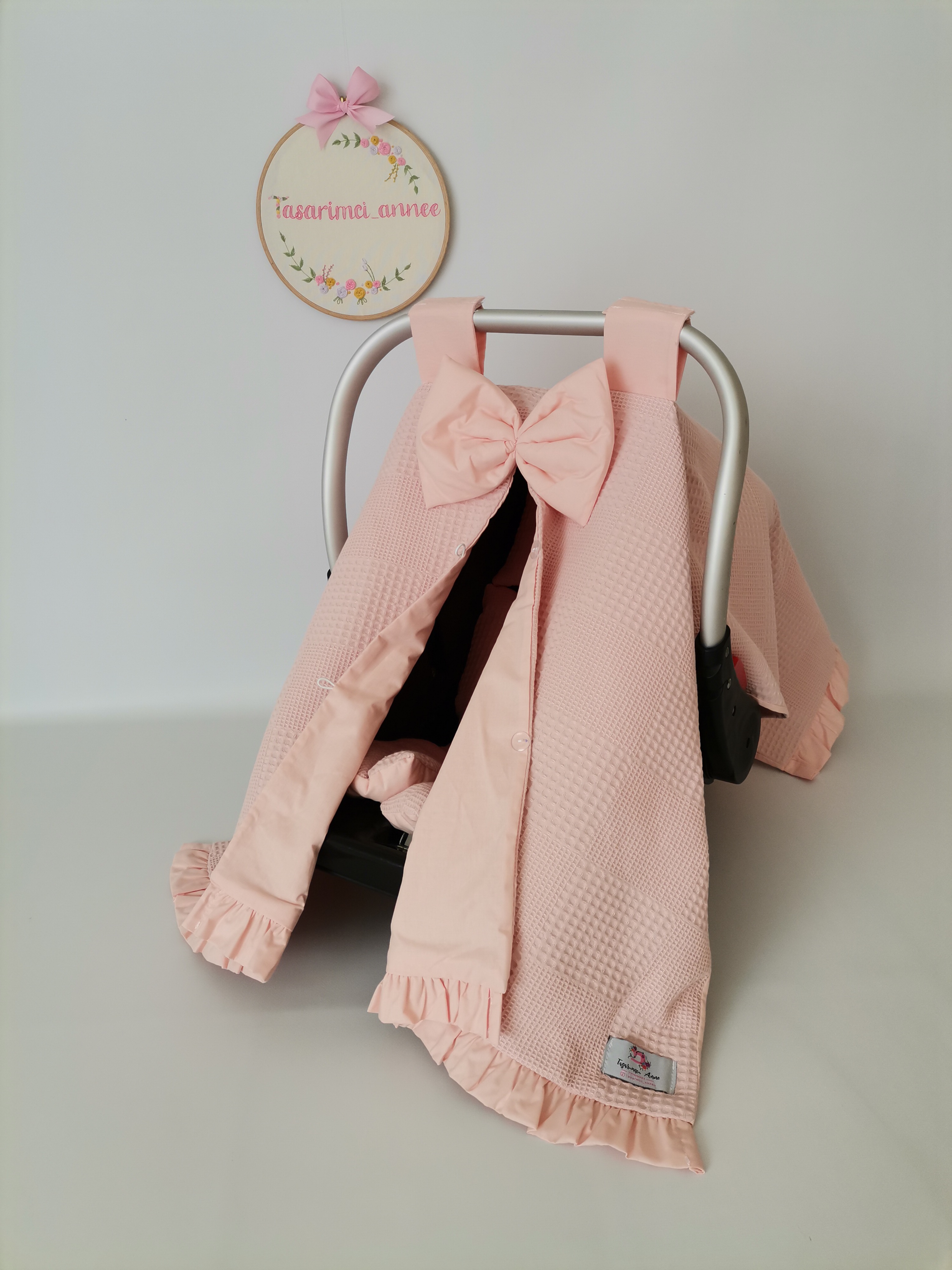 PUSET ÖRTÜSÜ FIRFIRLI PUDRA PEMBE KLASİK PİKE - V78 SOMON POPLIN