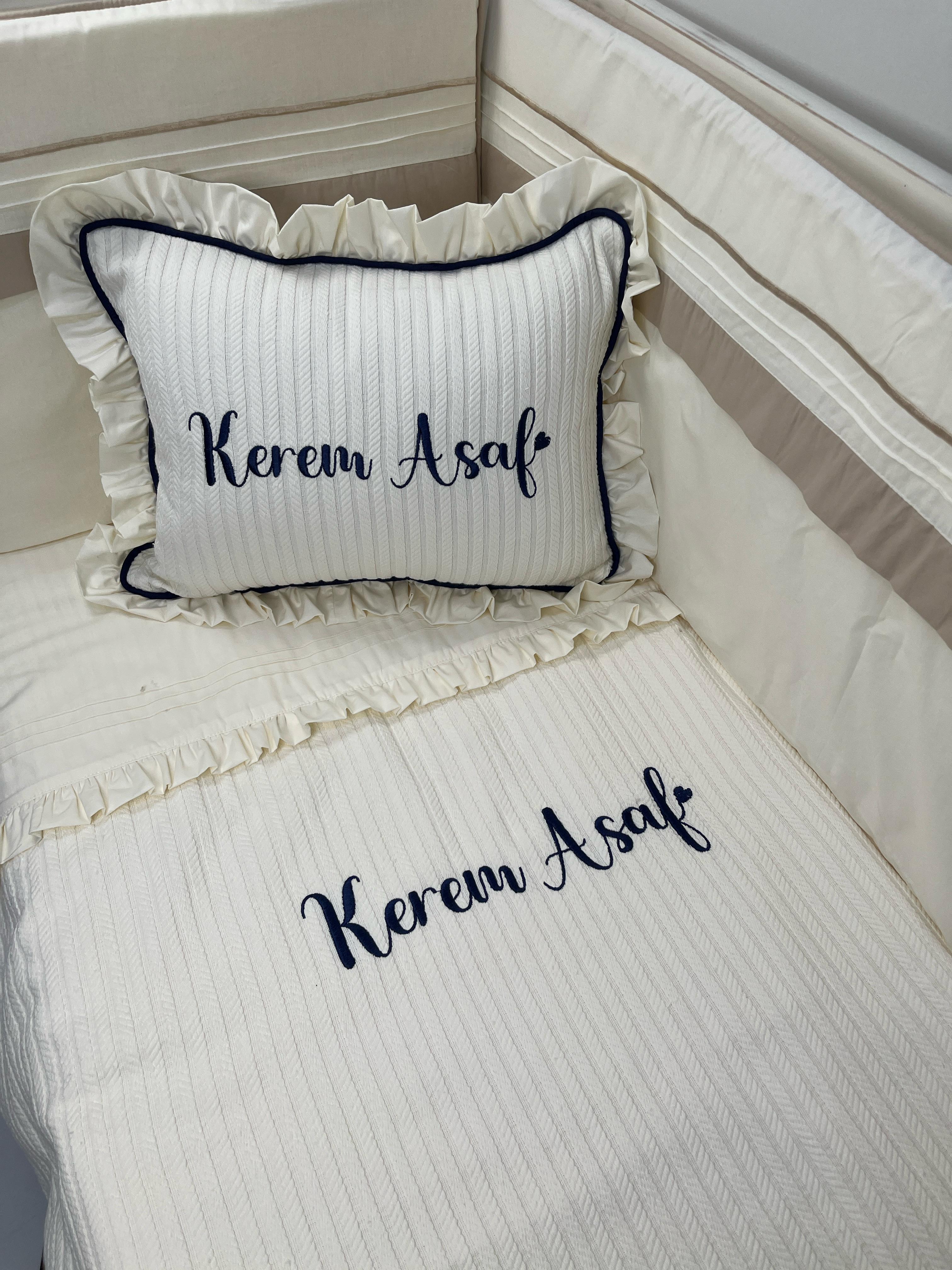 Pike takımı 4 parça krem örgü pike - krem poplin 1