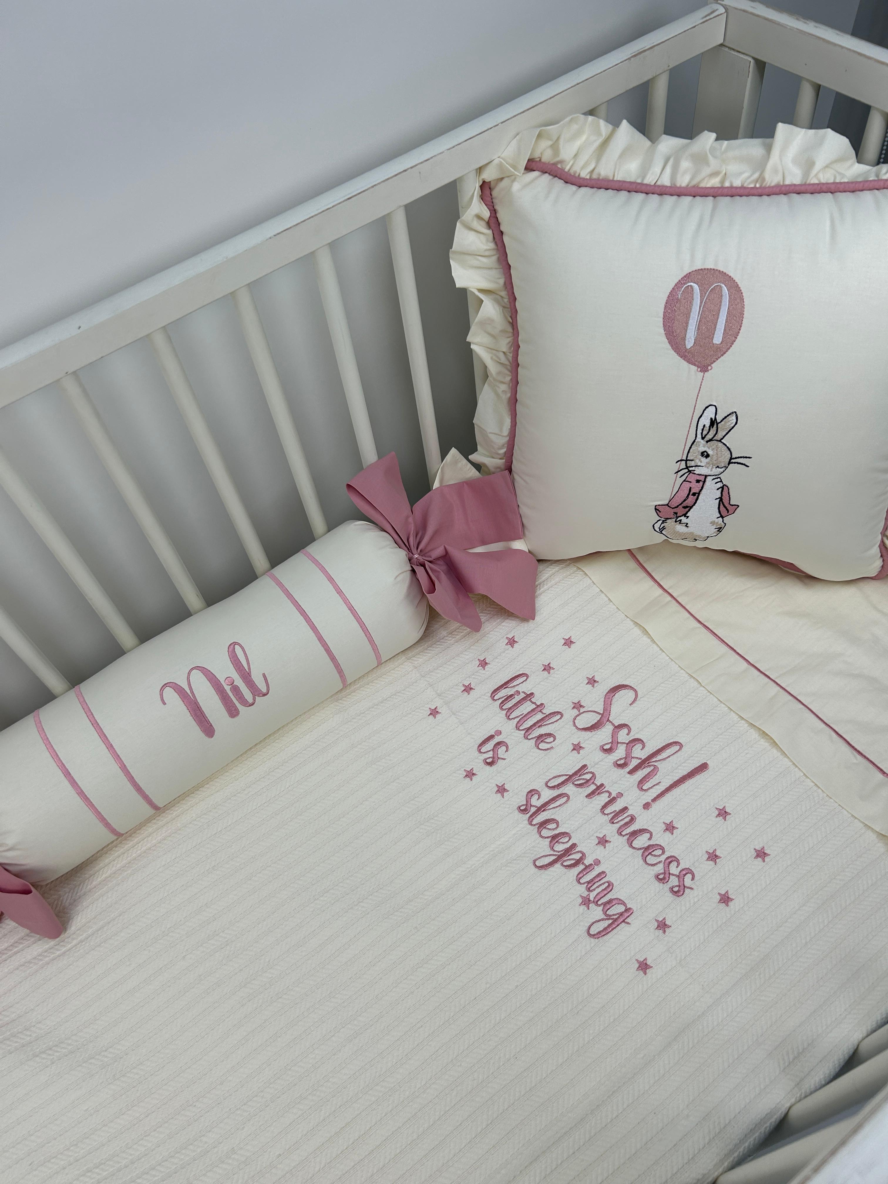 Pike takımı 5 parça krem örgü pike - krem poplin 7