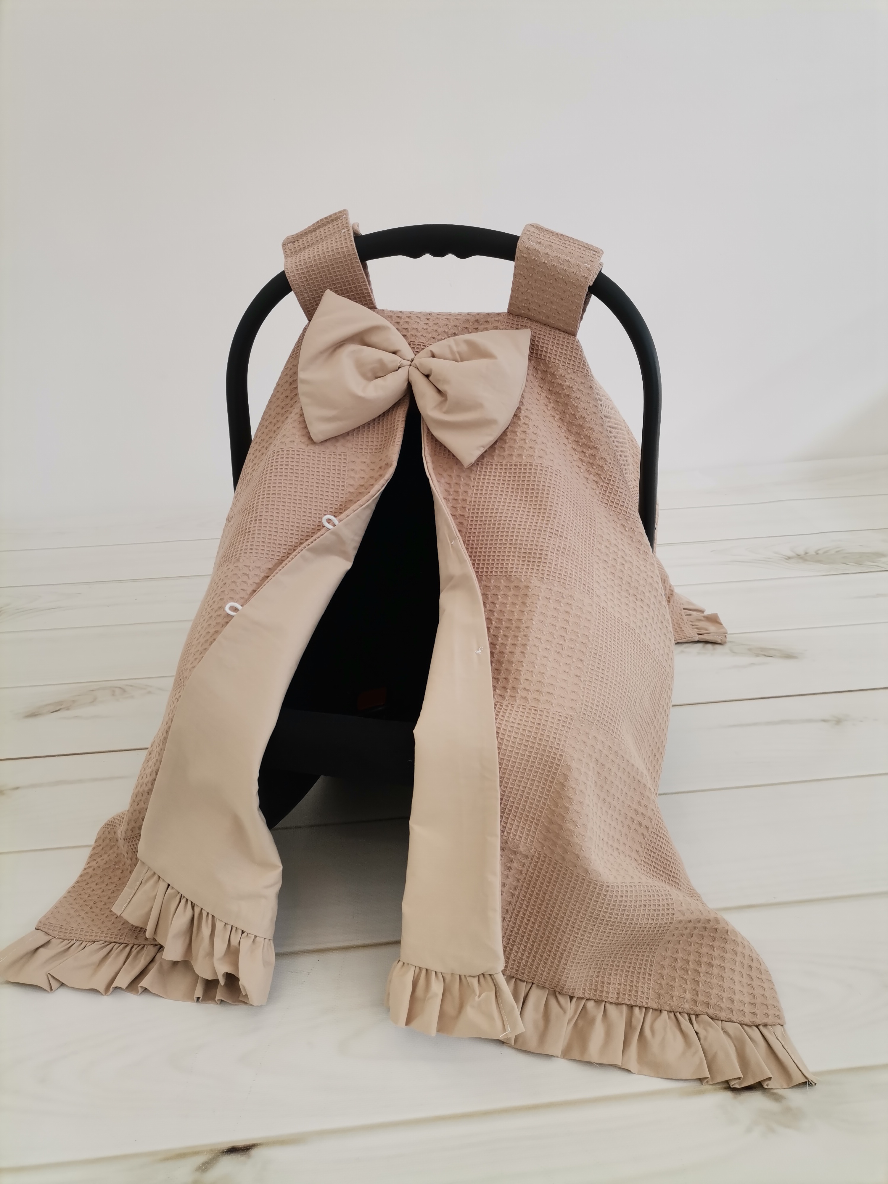 Puset örtüsü fırfırlı bej waffle pike - v12 bej poplin