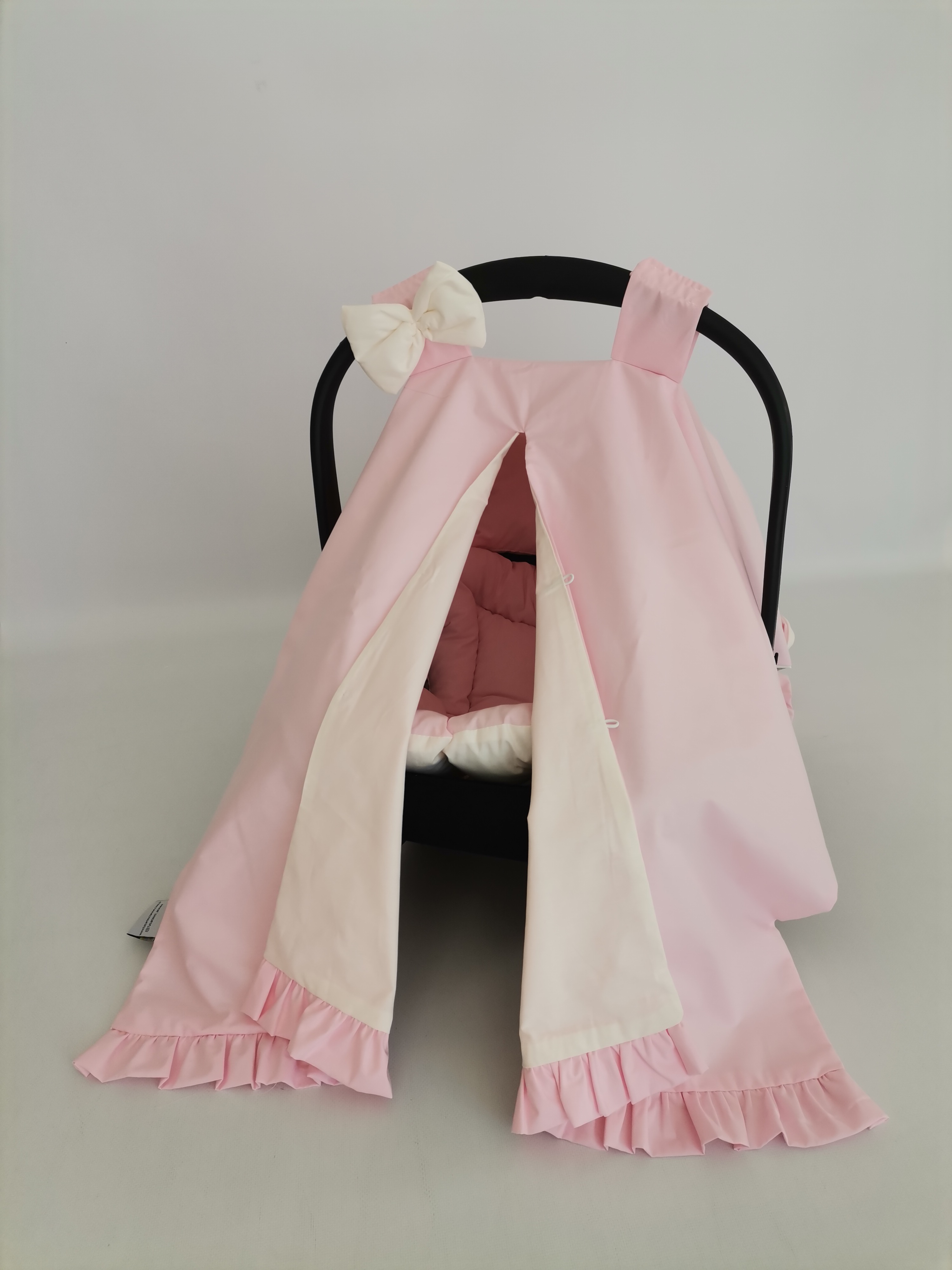 Puset örtüsü fırfırlı v29 pembe - v3 krem poplin