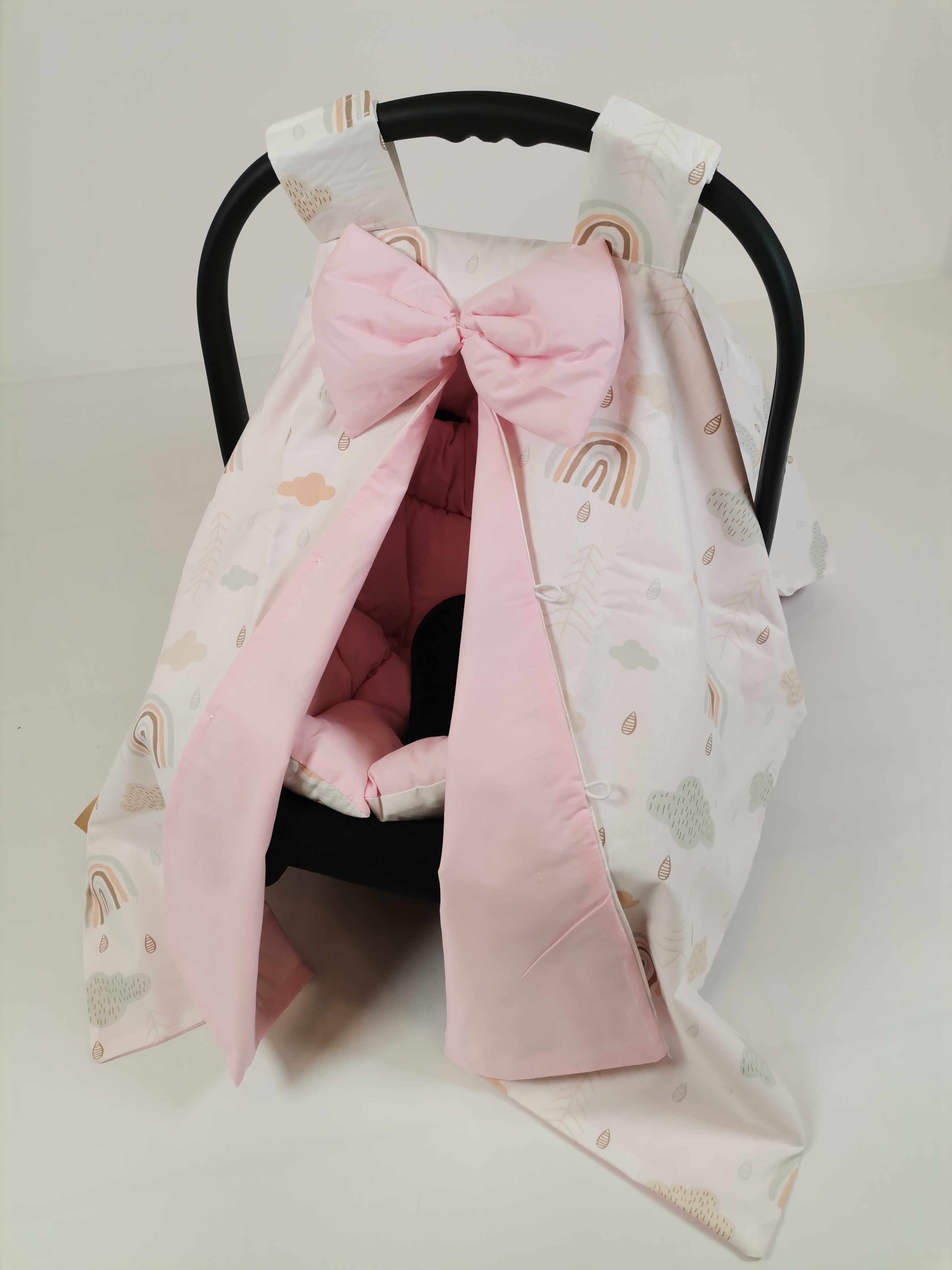 Puset örtüsü gökkuşaklı poplin - pembe poplin