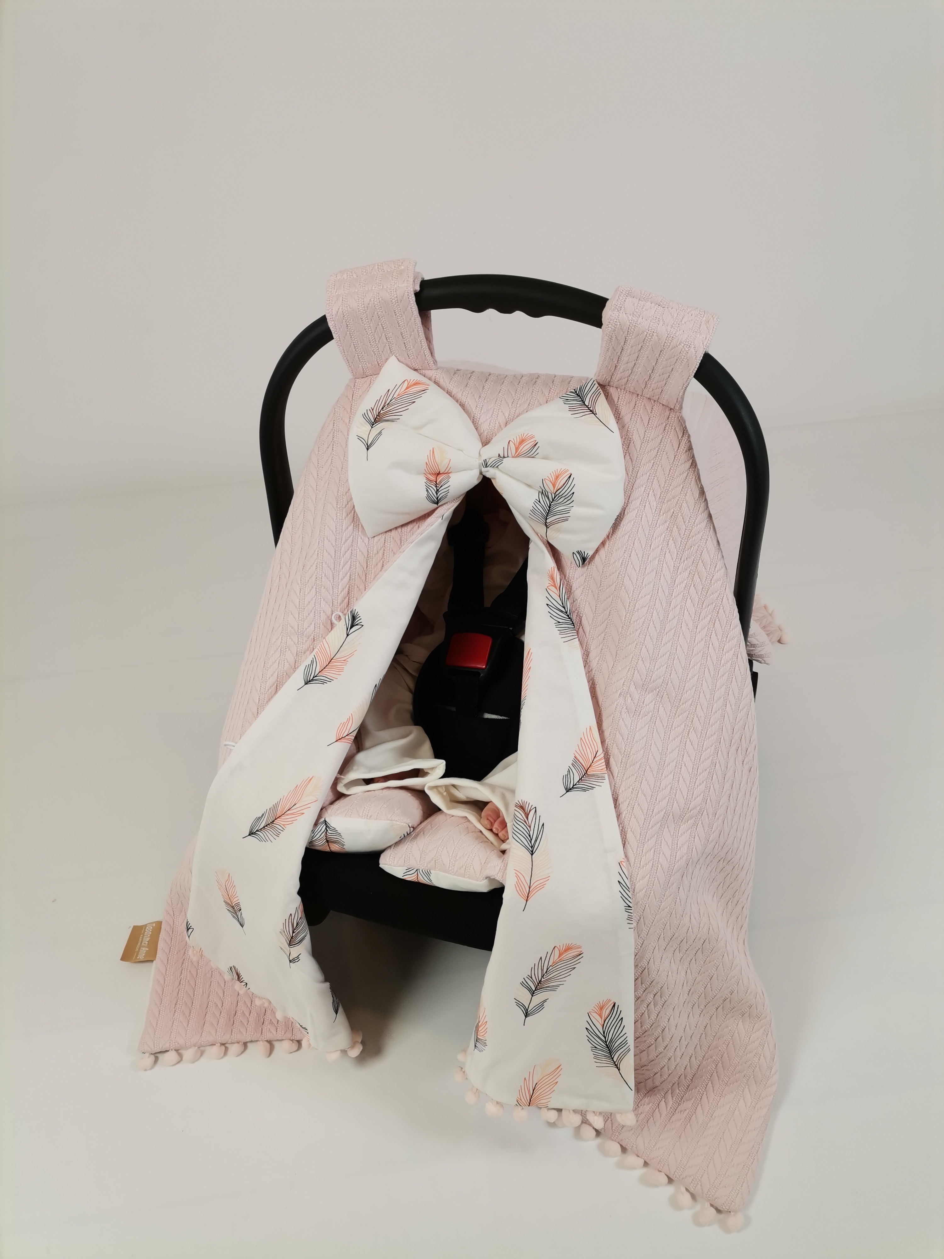 Puset örtüsü pudra örgü pike - pembe tüylü poplin