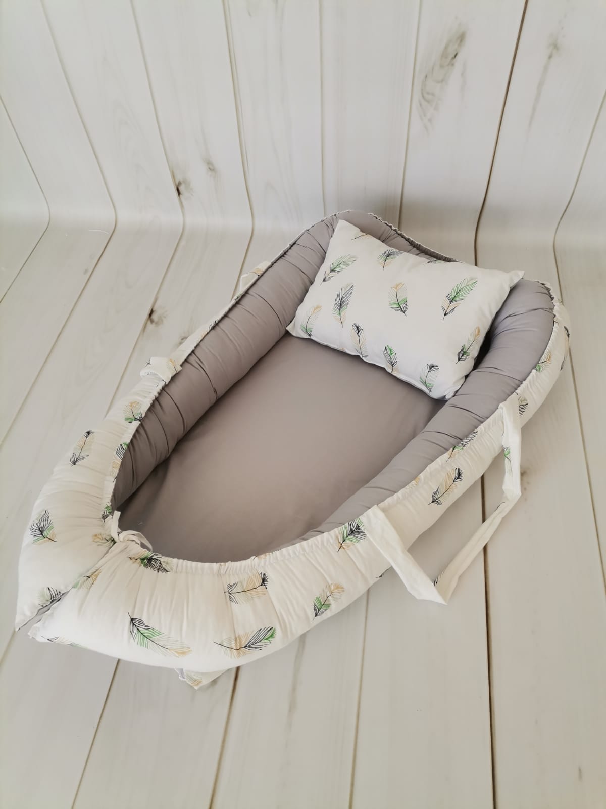 BABYNEST YEŞİL TÜYLÜ - GRİ POPLİN 