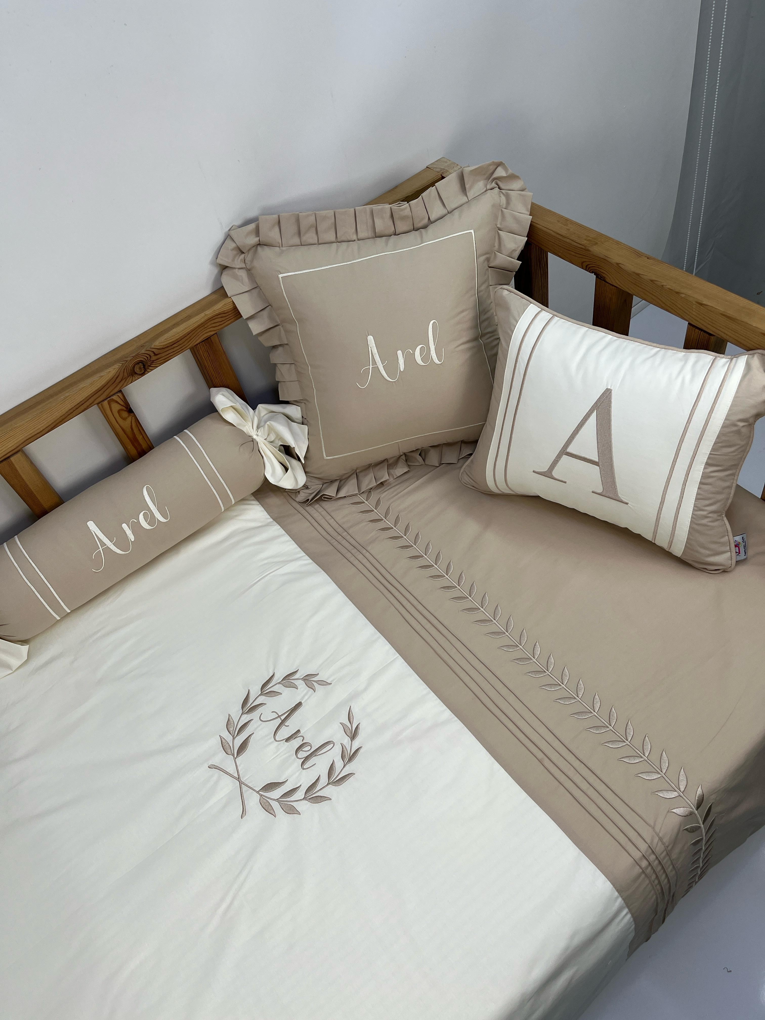 Nevresim takımı 6 parça krem poplin - bej poplin 1