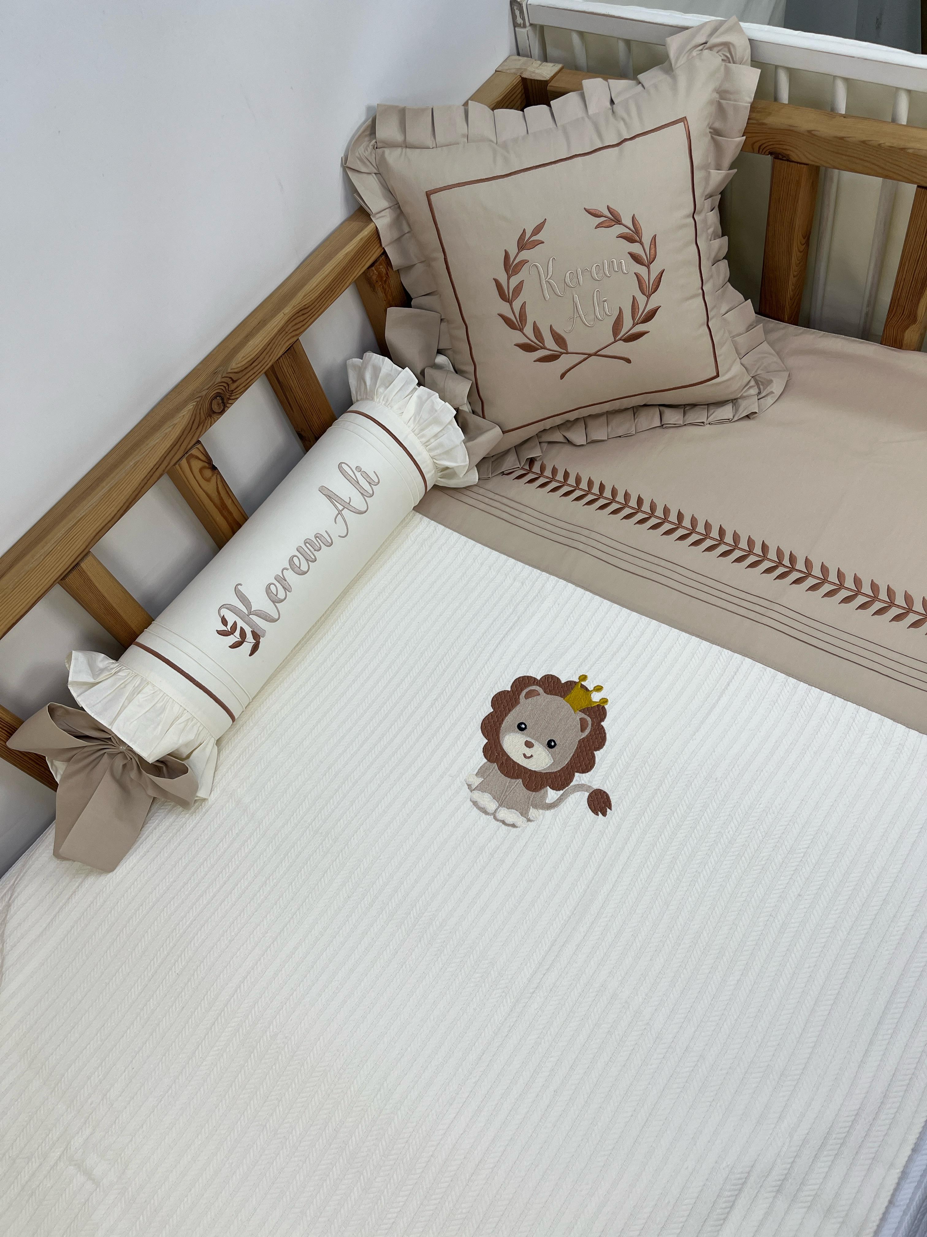 Pike takımı 5 parça krem örgü pike - bej poplin 7